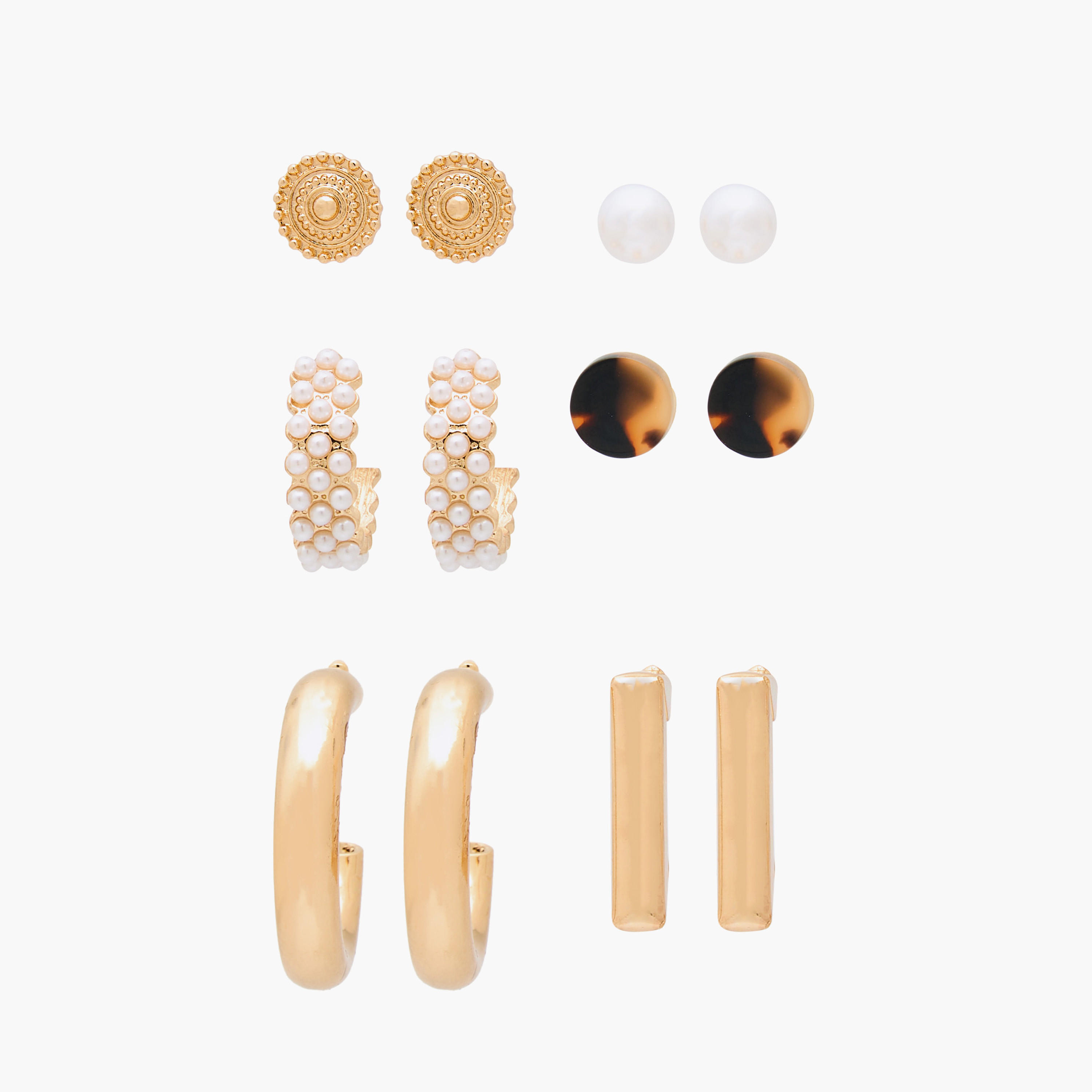 Pack of 6 Metal Assorted Earrings with Pushback Closure-women-watchesandjewellery-jewellery-earrings-image-1
