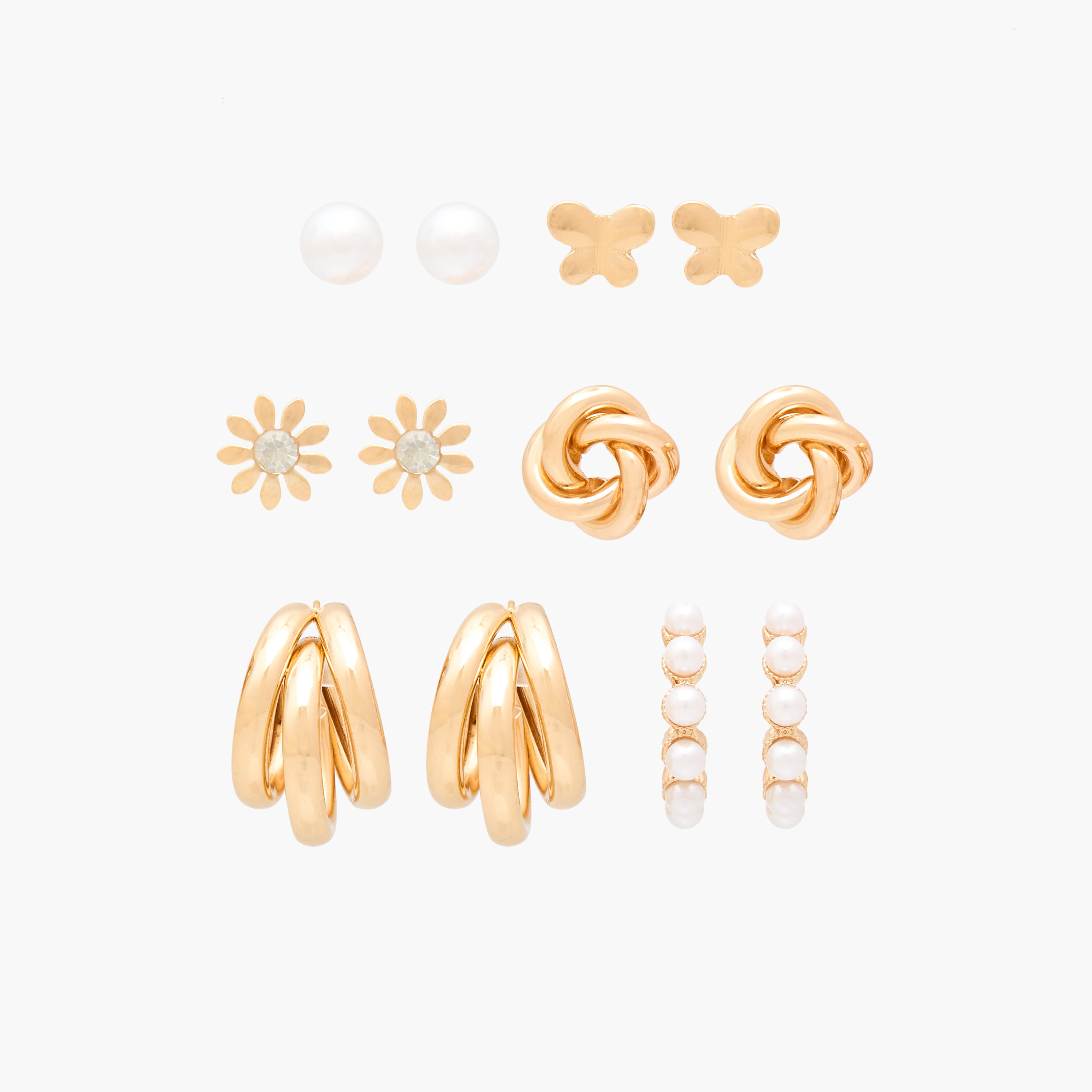 Pack of 6 Metal Assorted Earrings with Pushback Closure-women-watchesandjewellery-jewellery-earrings-image-1
