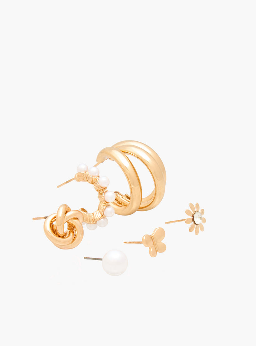 Pack of 6 Metal Assorted Earrings with Pushback Closure-women-watchesandjewellery-jewellery-earrings-image-2