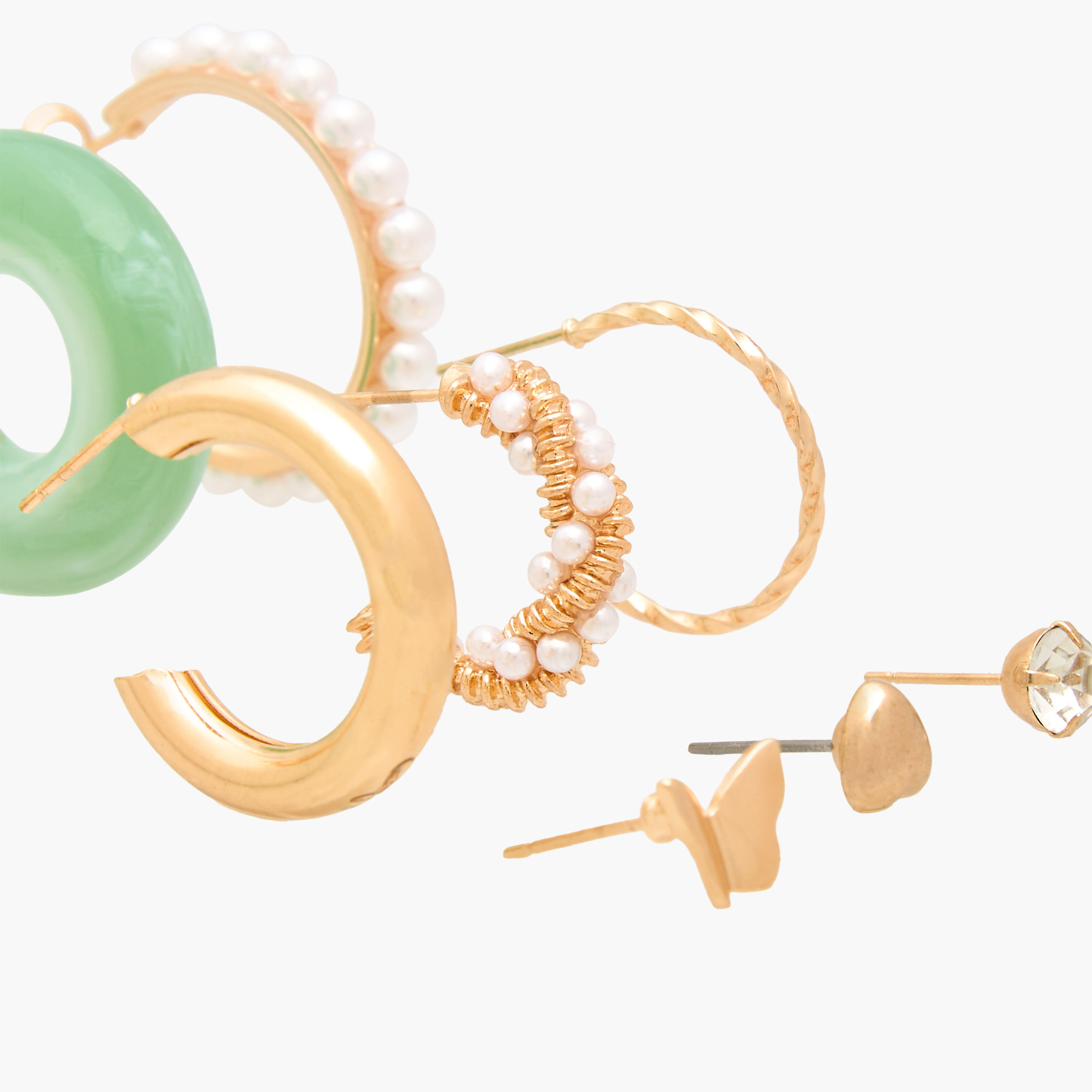 Pack of 9 Metal Assorted Earrings with Pushback Closure-women-watchesandjewellery-jewellery-earrings-image-3