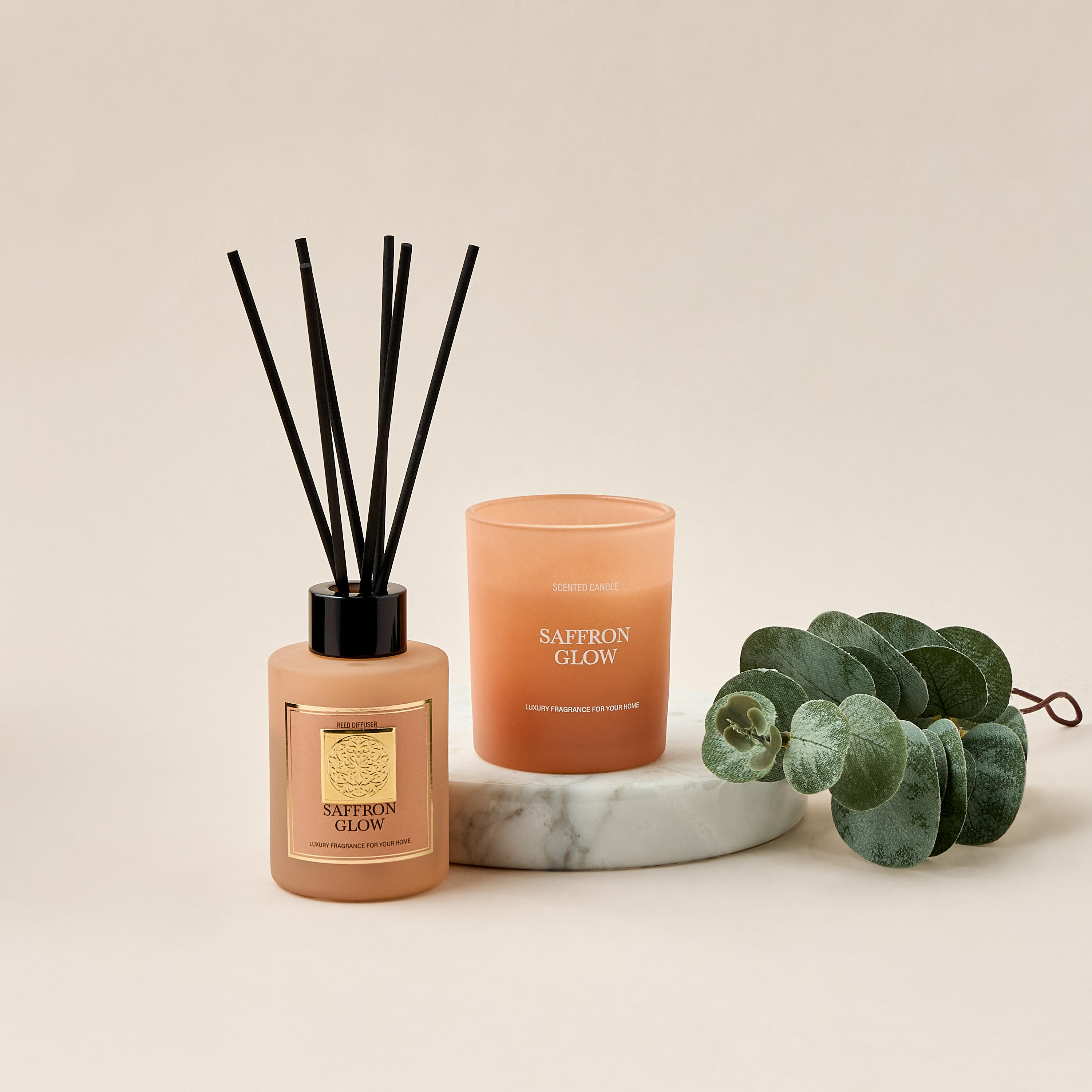 Saffron Glow Scented Reed Diffuser and Jar Candle Set-household-homefragrance-fragrancegiftset-image-1