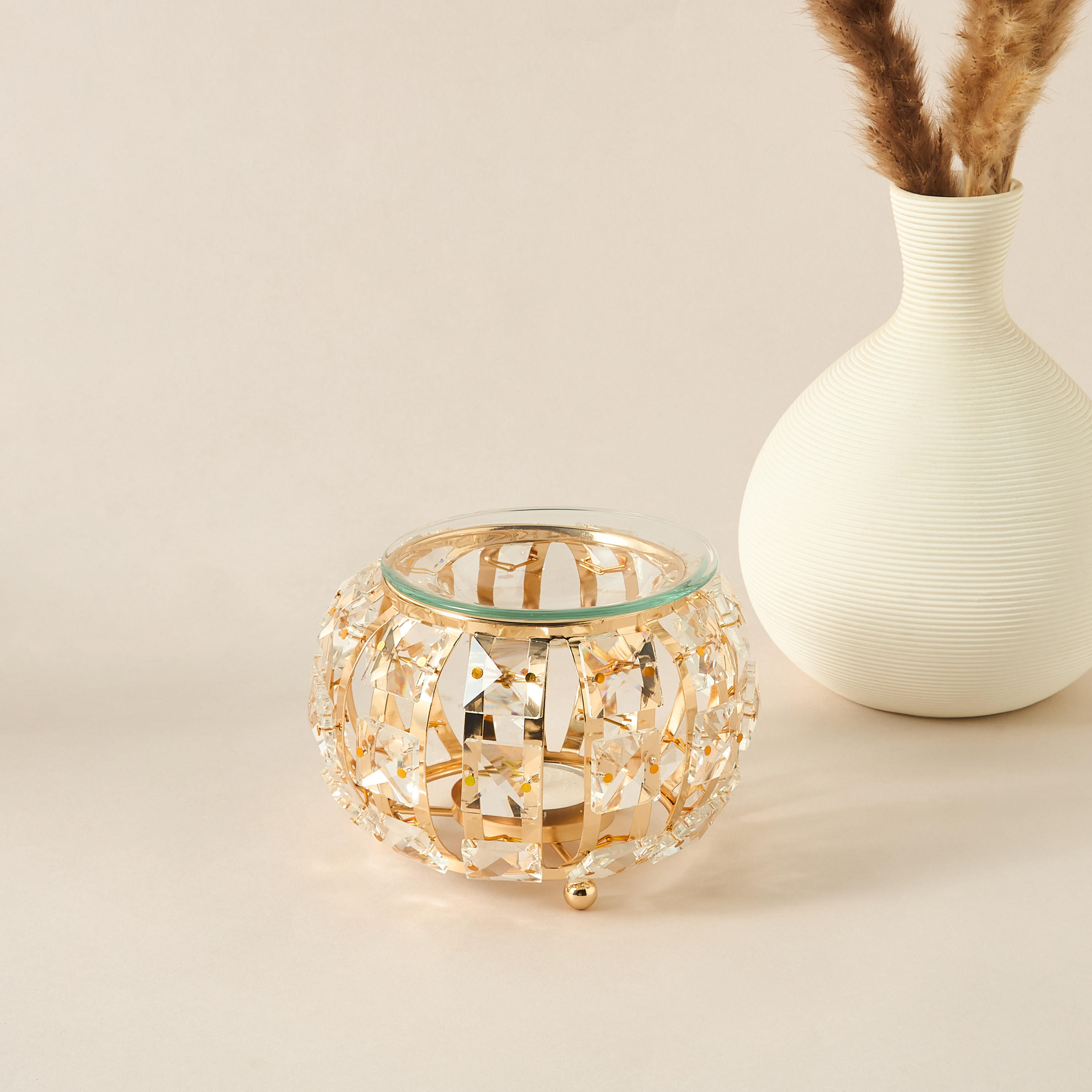 Dome Crystal and Metal Oil Burner - 10 cms-household-homefragrance-burners-image-1