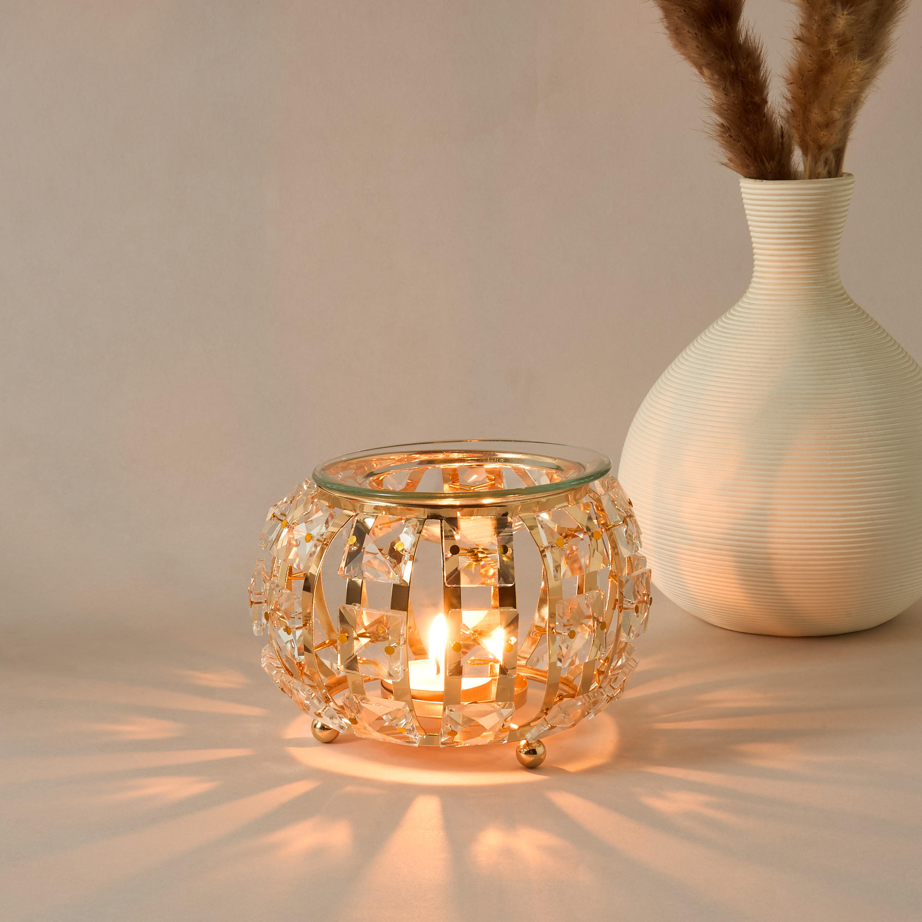 Dome Crystal and Metal Oil Burner - 10 cms-household-homefragrance-burners-image-2