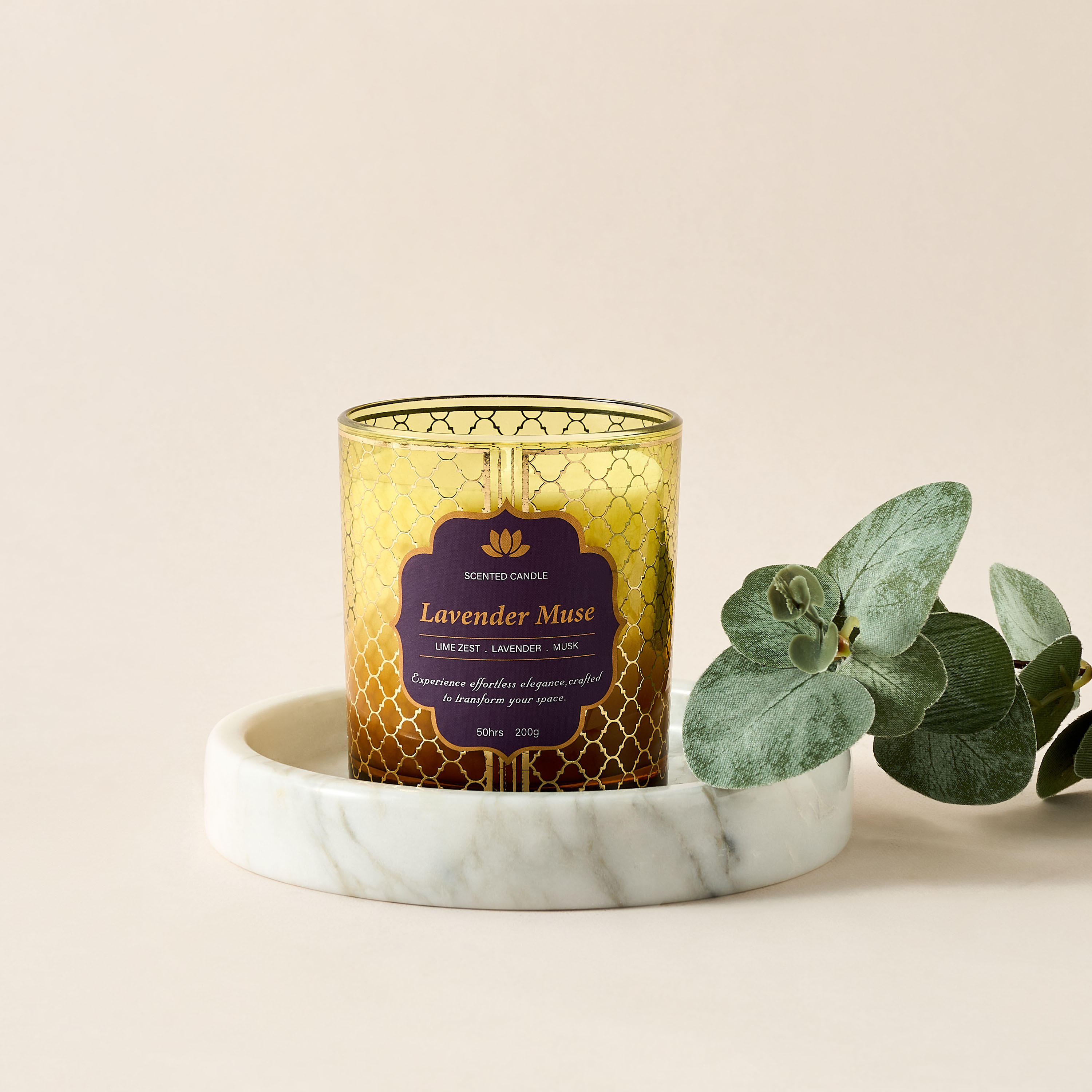 Golden Souk Lavender Muse Scented Jar Candle - 200 gms-household-homefragrance-candles-image-1