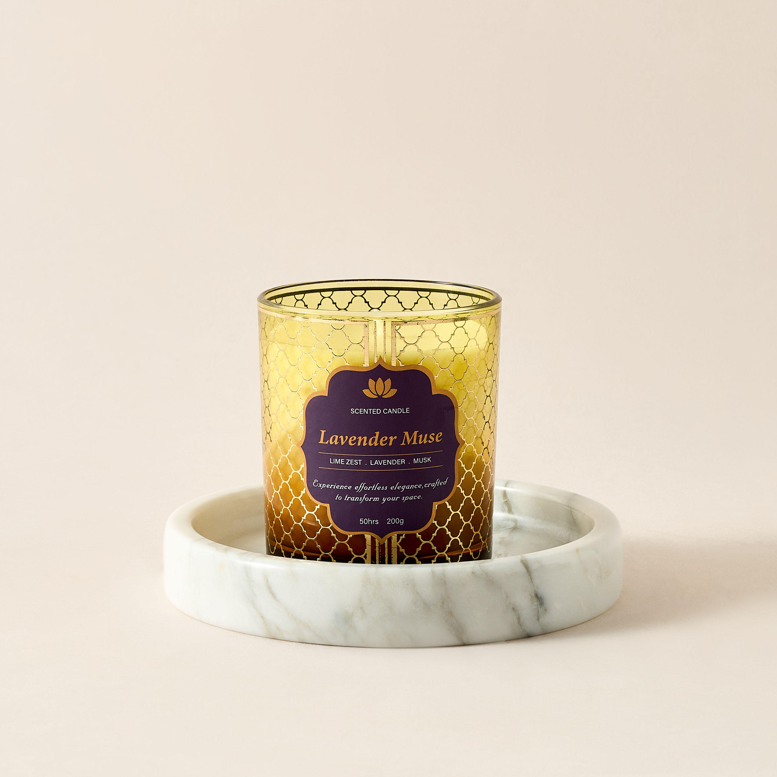 Golden Souk Lavender Muse Scented Jar Candle - 200 gms-household-homefragrance-candles-image-2