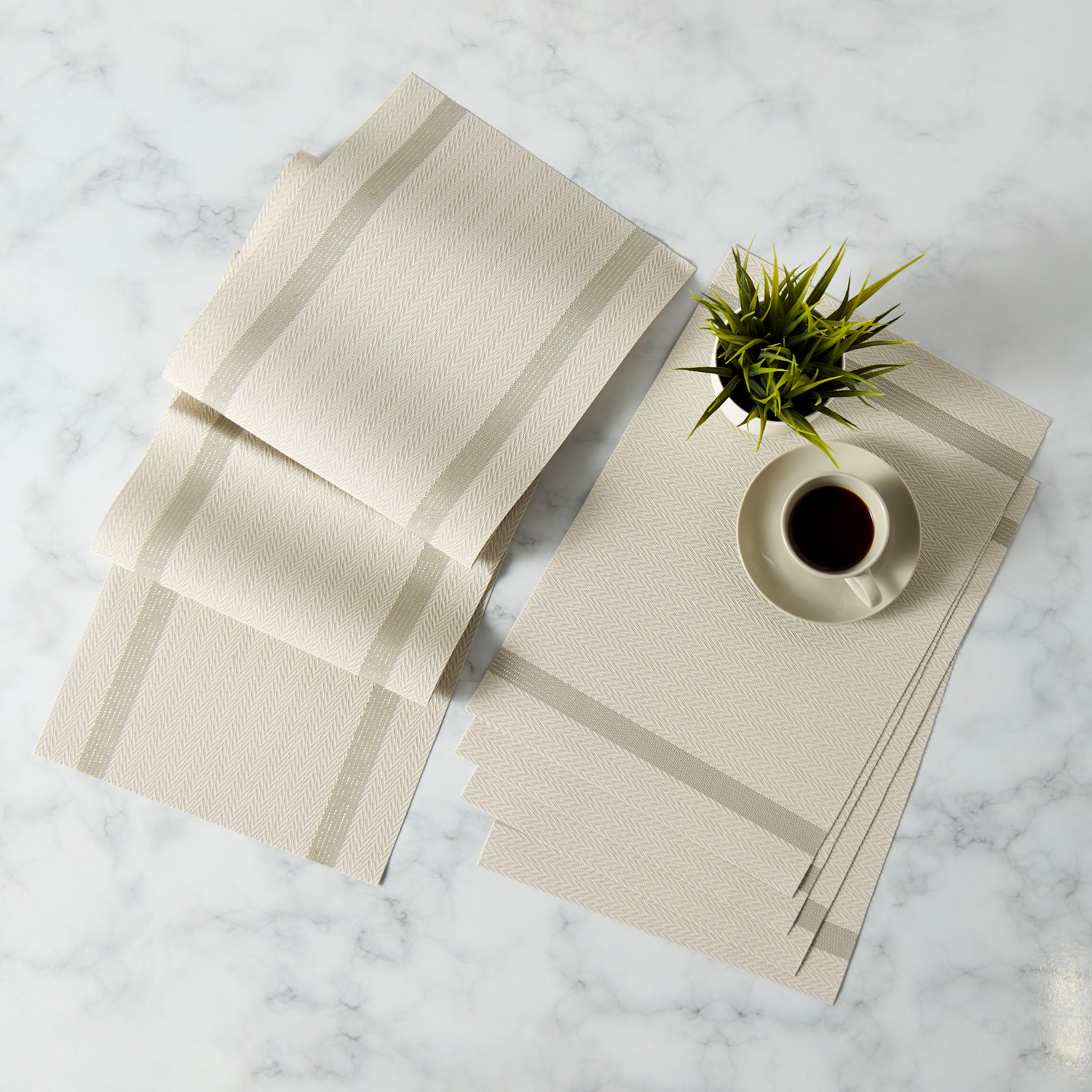 Textured 5-Piece Placemat and Runner Set-household-dining-tablelinen-runnersandtablecovers-image-1