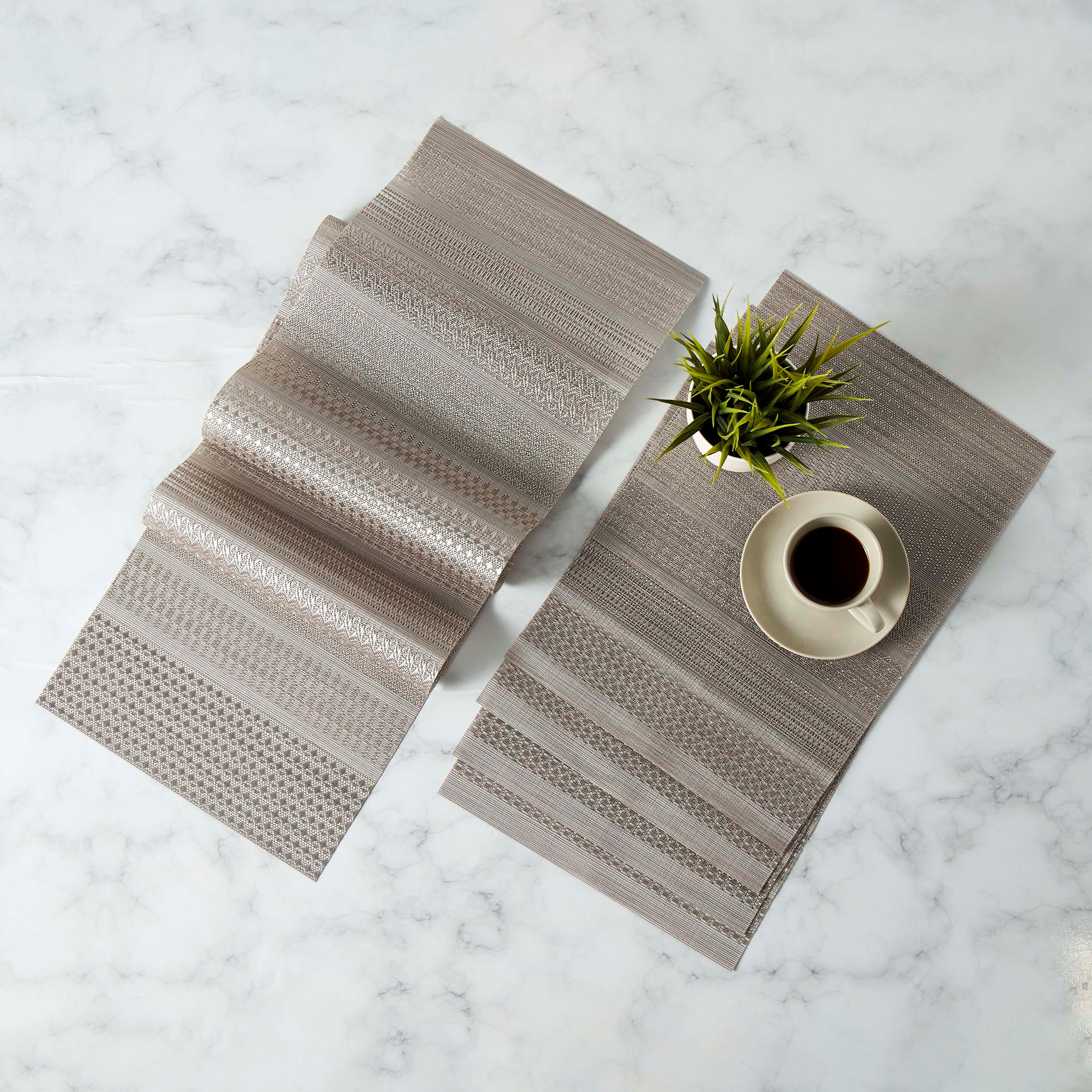 Textured 5-Piece Table Placemat and Runner Set-household-dining-tablelinen-runnersandtablecovers-image-1