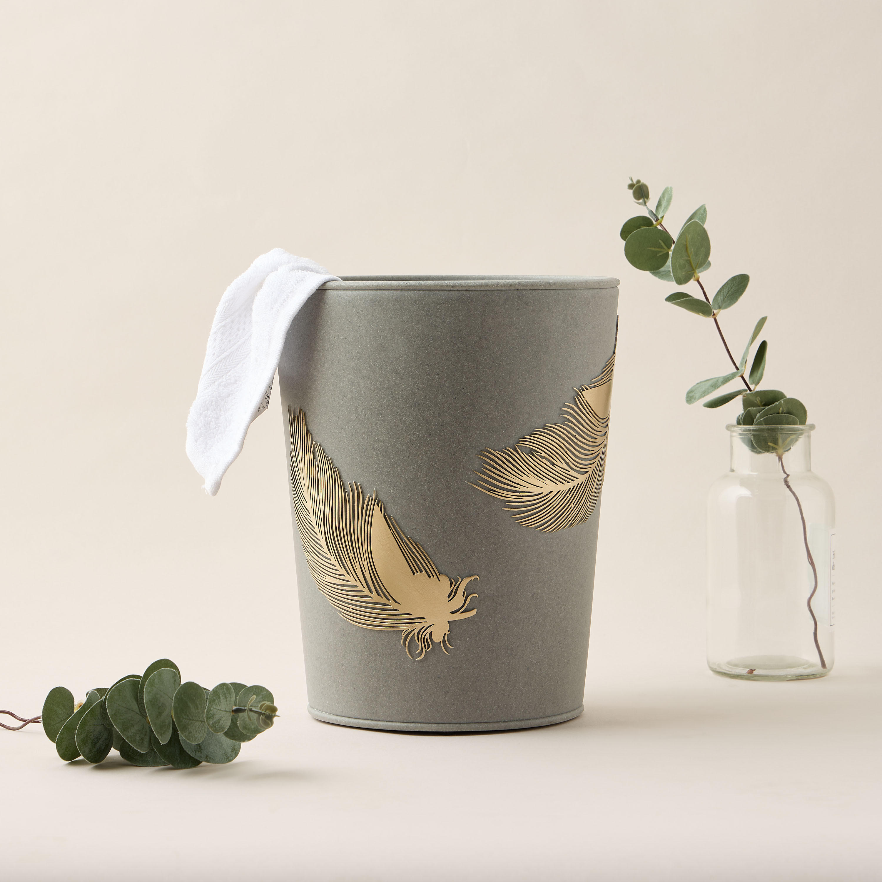 Feather Accent Waste Bin-household-bathandlaundry-wastebinsandaccessories-image-1