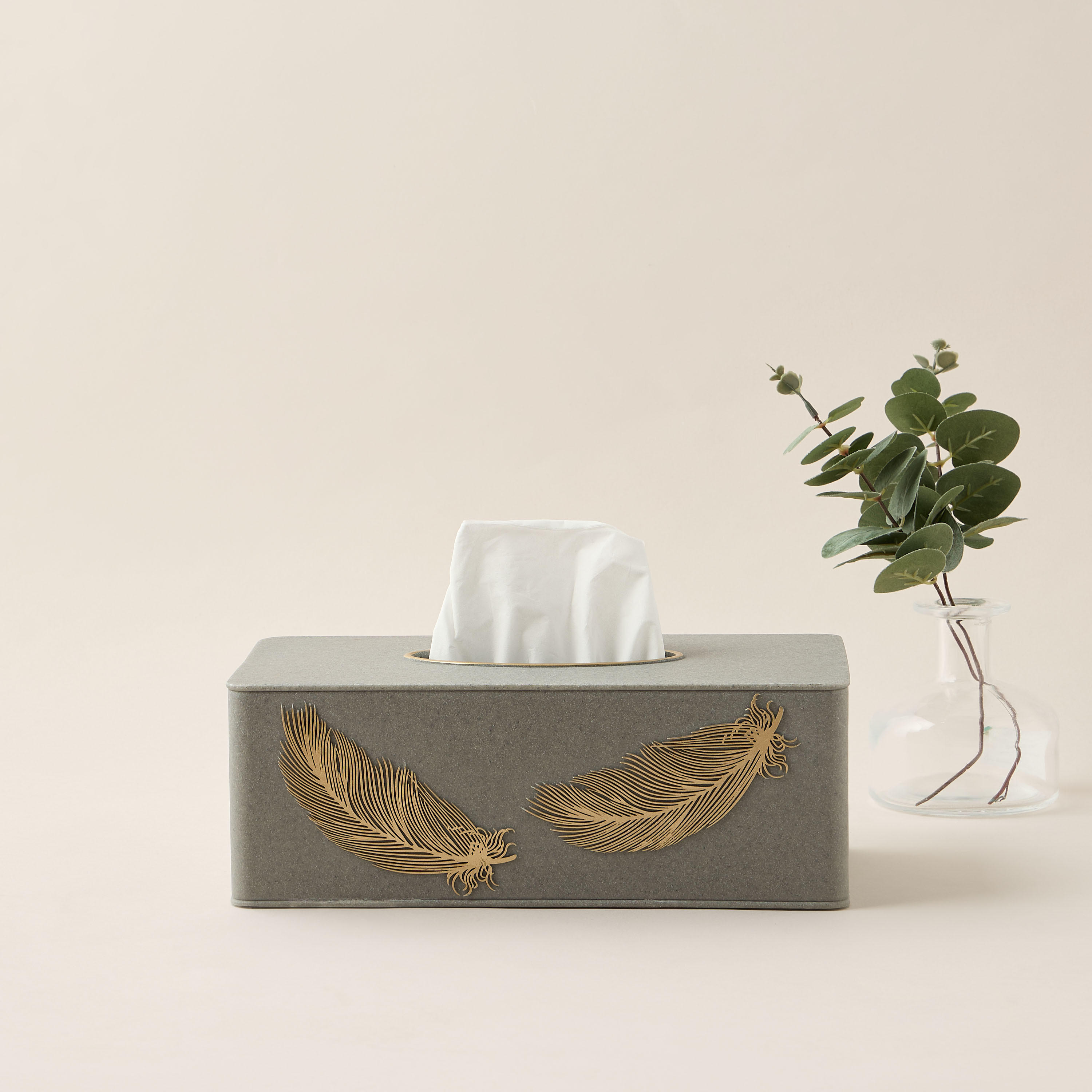 Feather Embossed Polyresin Tissue Box-household-bathandlaundry-bathaccessories-tissueboxesandcottonjars-image-1