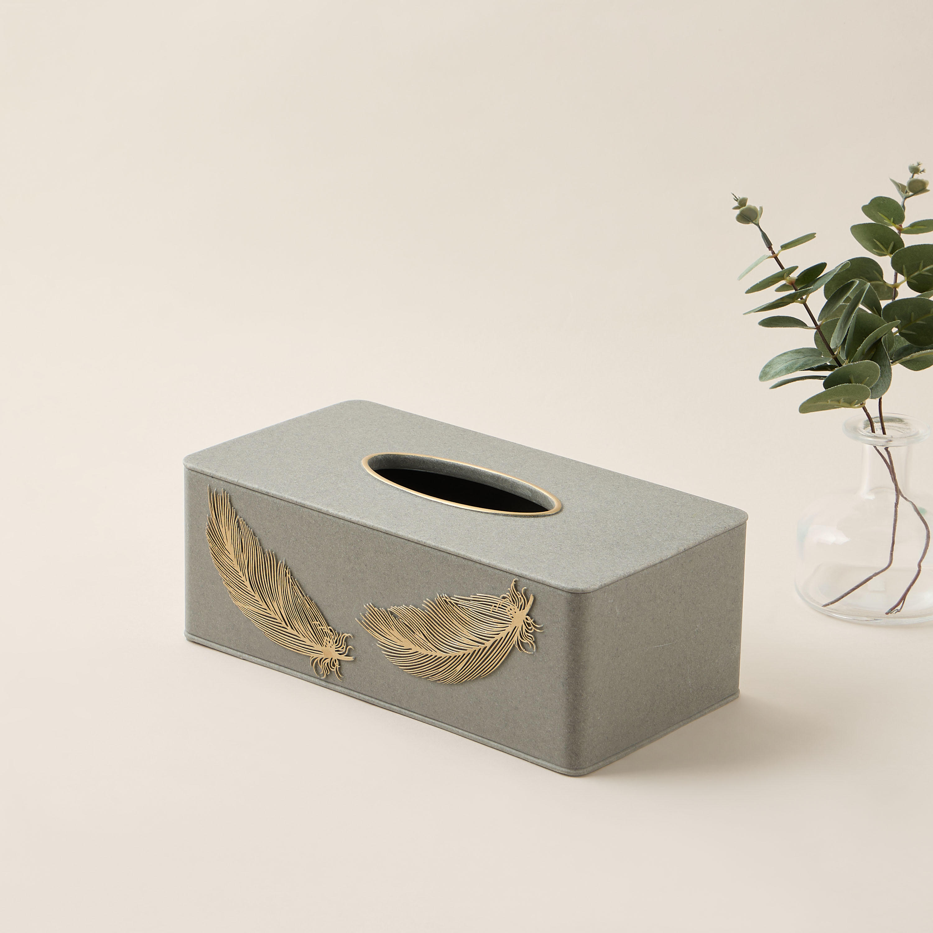 Feather Embossed Polyresin Tissue Box-household-bathandlaundry-bathaccessories-tissueboxesandcottonjars-image-2