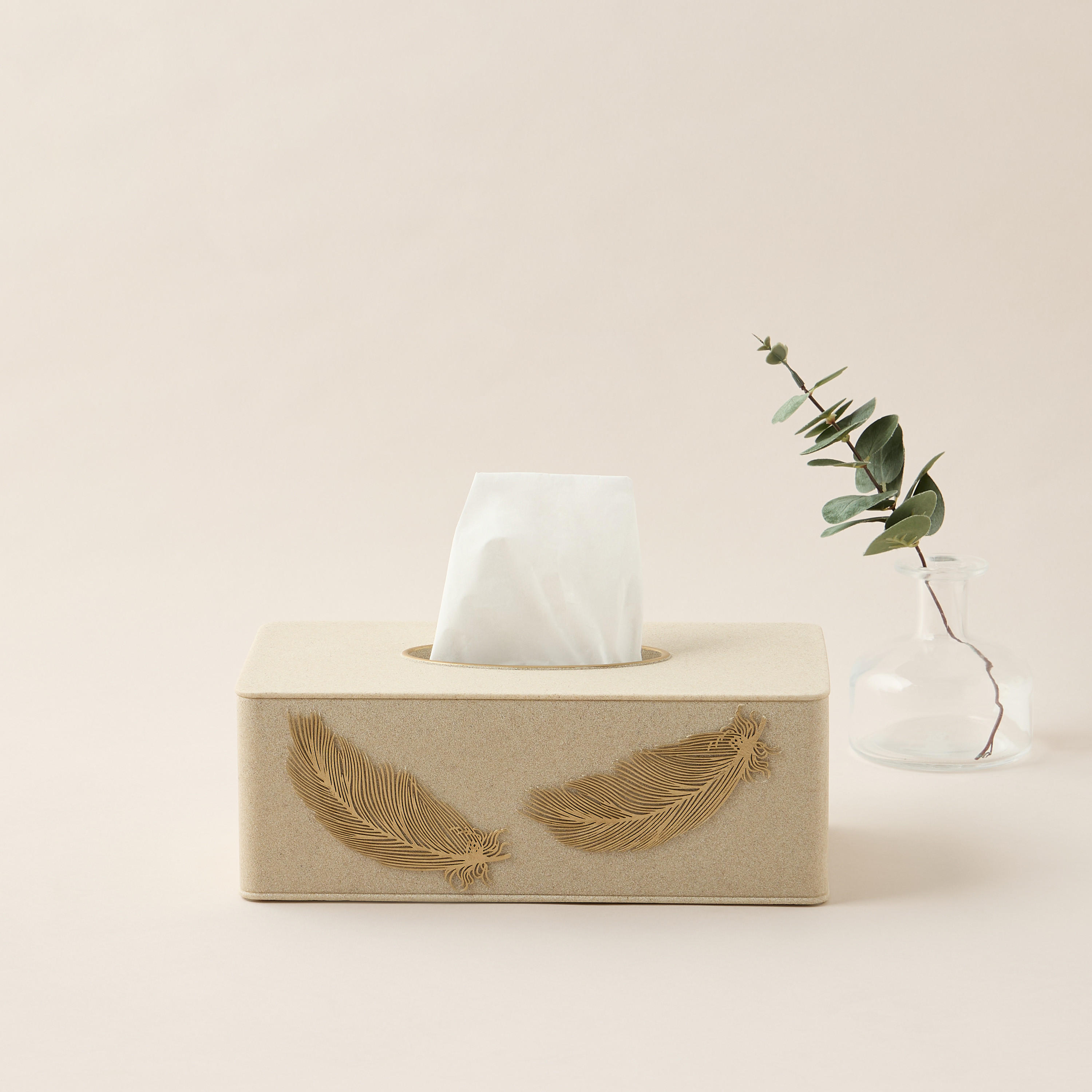 Feather Embossed Polyresin Tissue Box-household-bathandlaundry-bathaccessories-tissueboxesandcottonjars-image-1