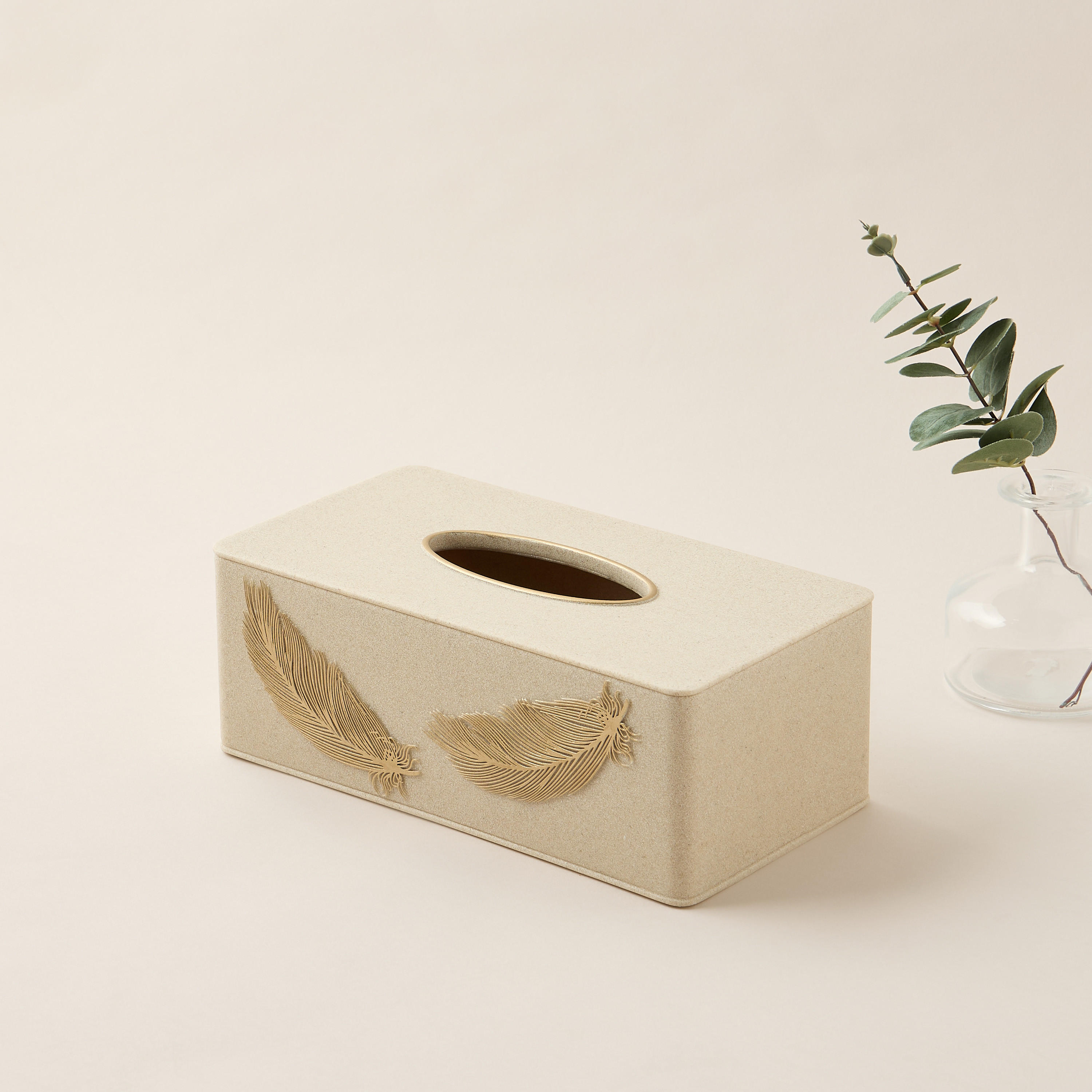 Feather Embossed Polyresin Tissue Box-household-bathandlaundry-bathaccessories-tissueboxesandcottonjars-image-2