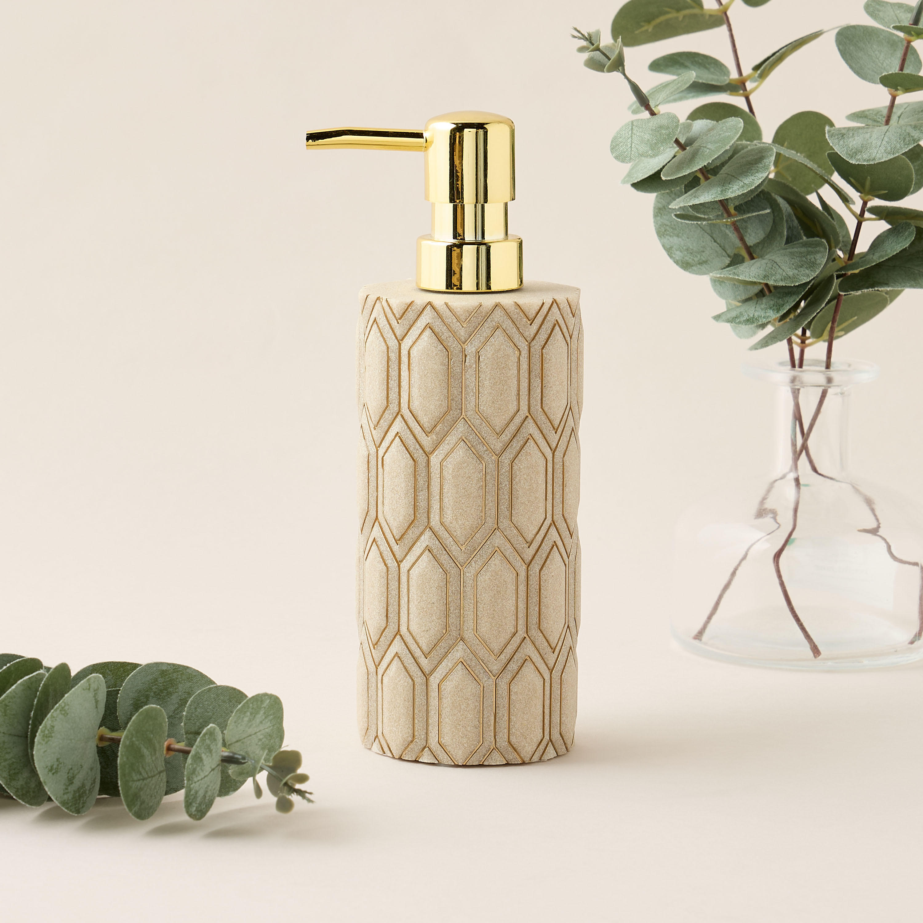 Darwaza Geometric Textured Lotion Dispenser-household-bathandlaundry-bathaccessories-soapdishesanddispensers-image-1