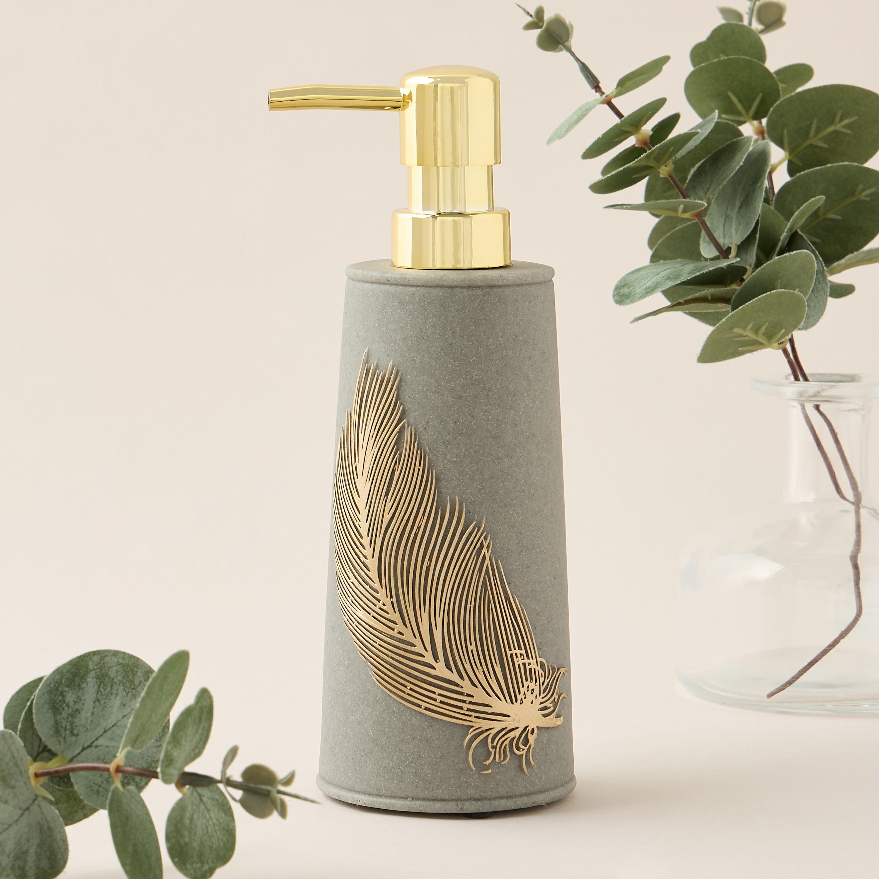 Feather Embellished Polyresin Lotion Dispenser-household-bathandlaundry-bathaccessories-soapdishesanddispensers-image-1