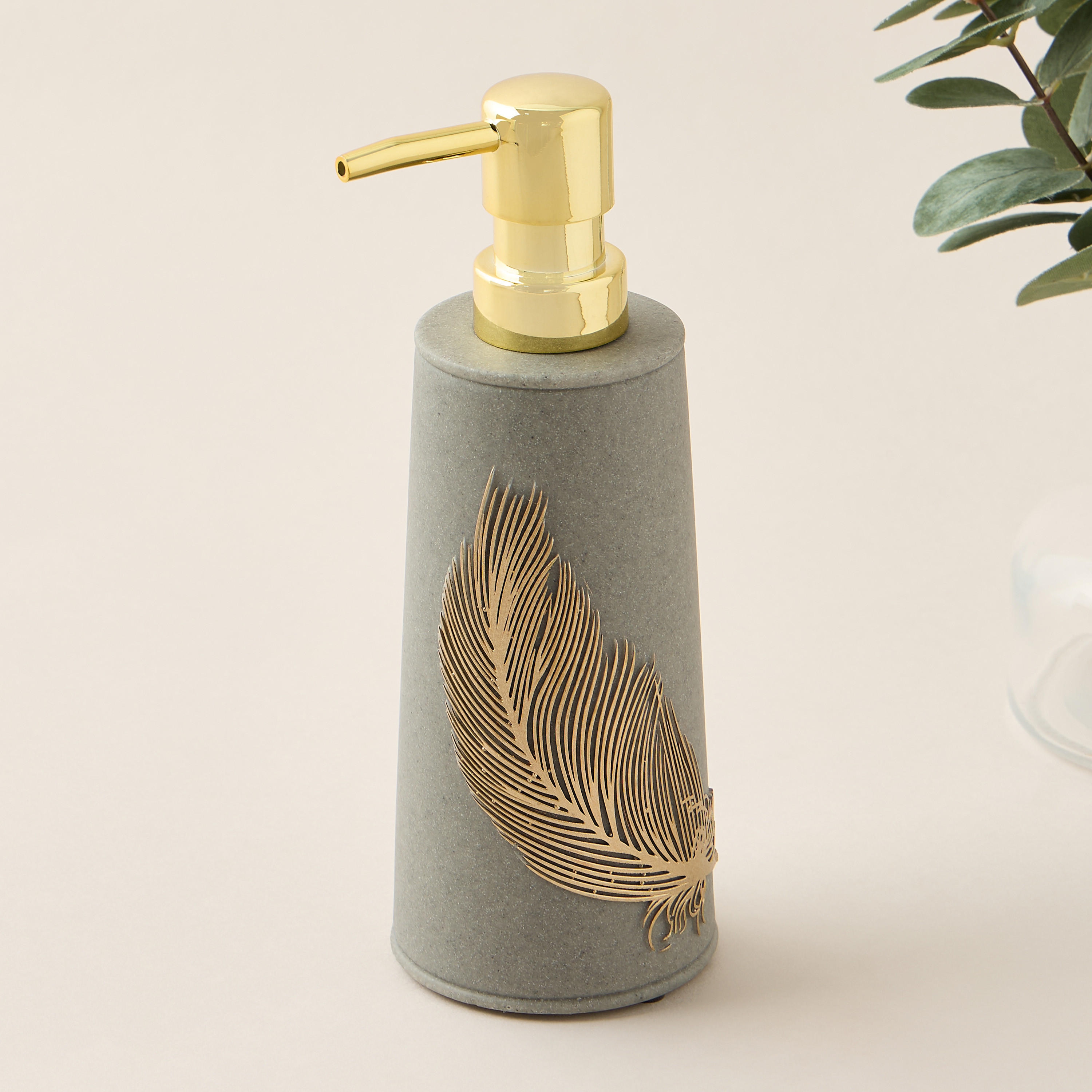 Feather Embellished Polyresin Lotion Dispenser-household-bathandlaundry-bathaccessories-soapdishesanddispensers-image-2