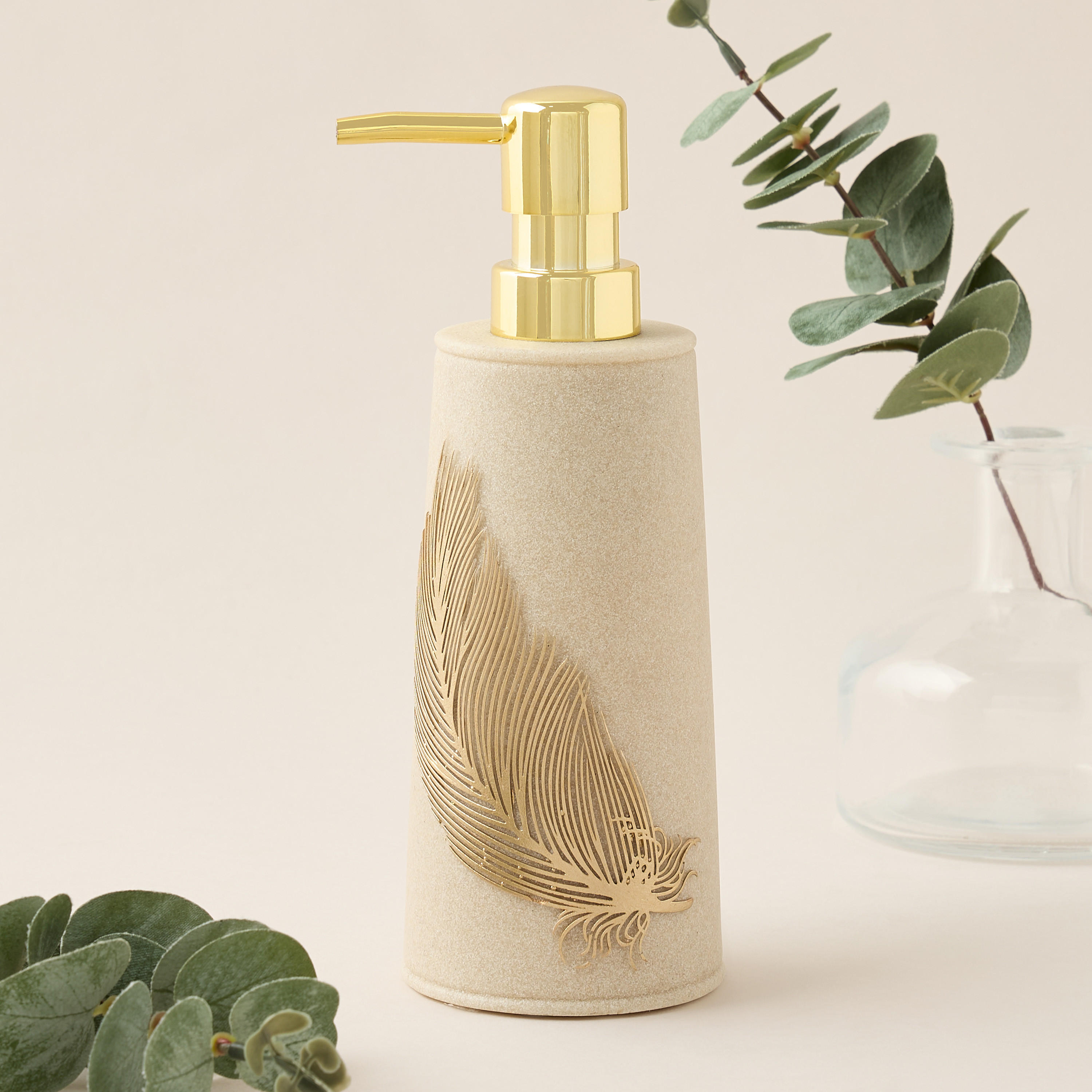 Gold Leaf Embossed Polyresin Lotion Dispenser-household-bathandlaundry-bathaccessories-soapdishesanddispensers-image-1