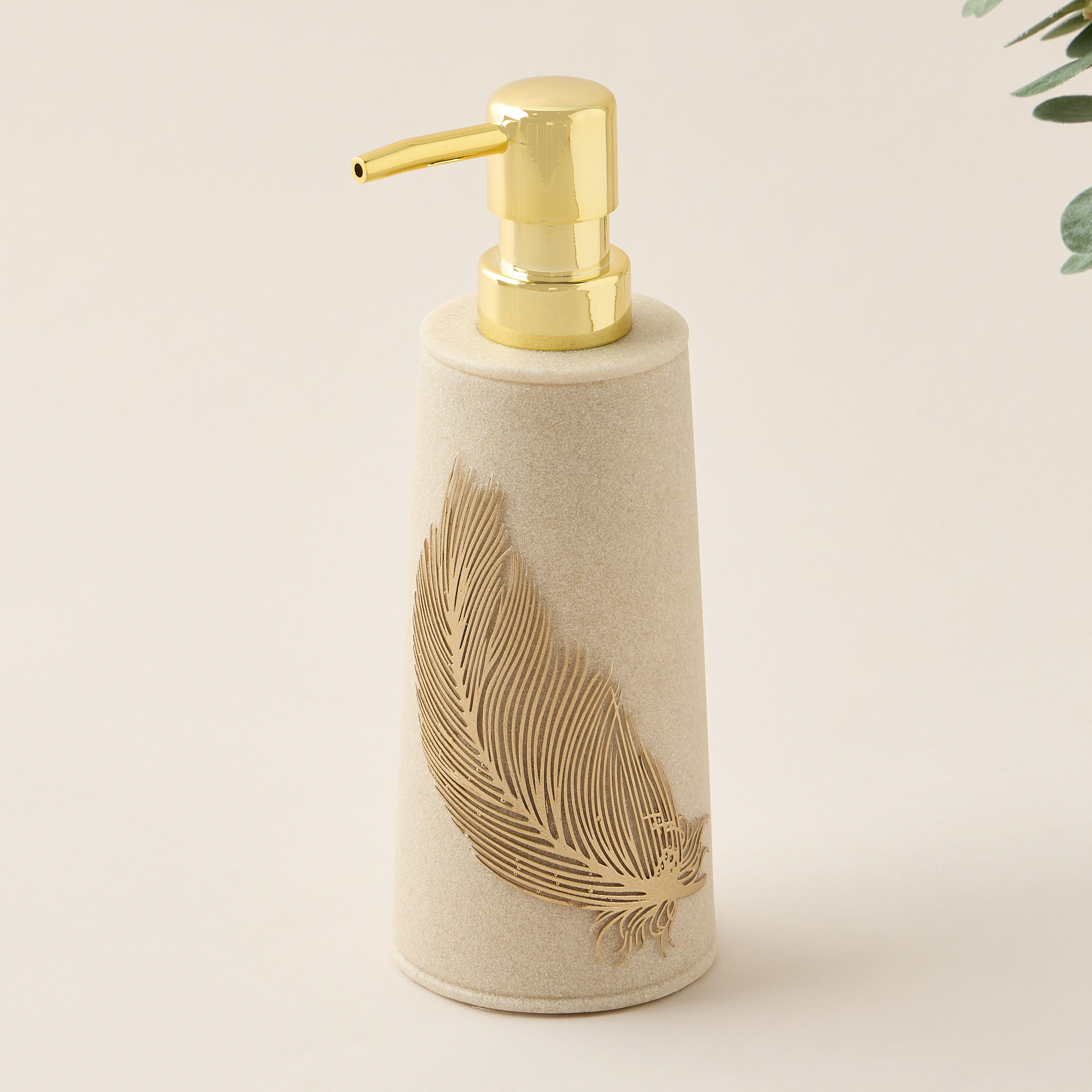 Gold Leaf Embossed Polyresin Lotion Dispenser-household-bathandlaundry-bathaccessories-soapdishesanddispensers-image-2