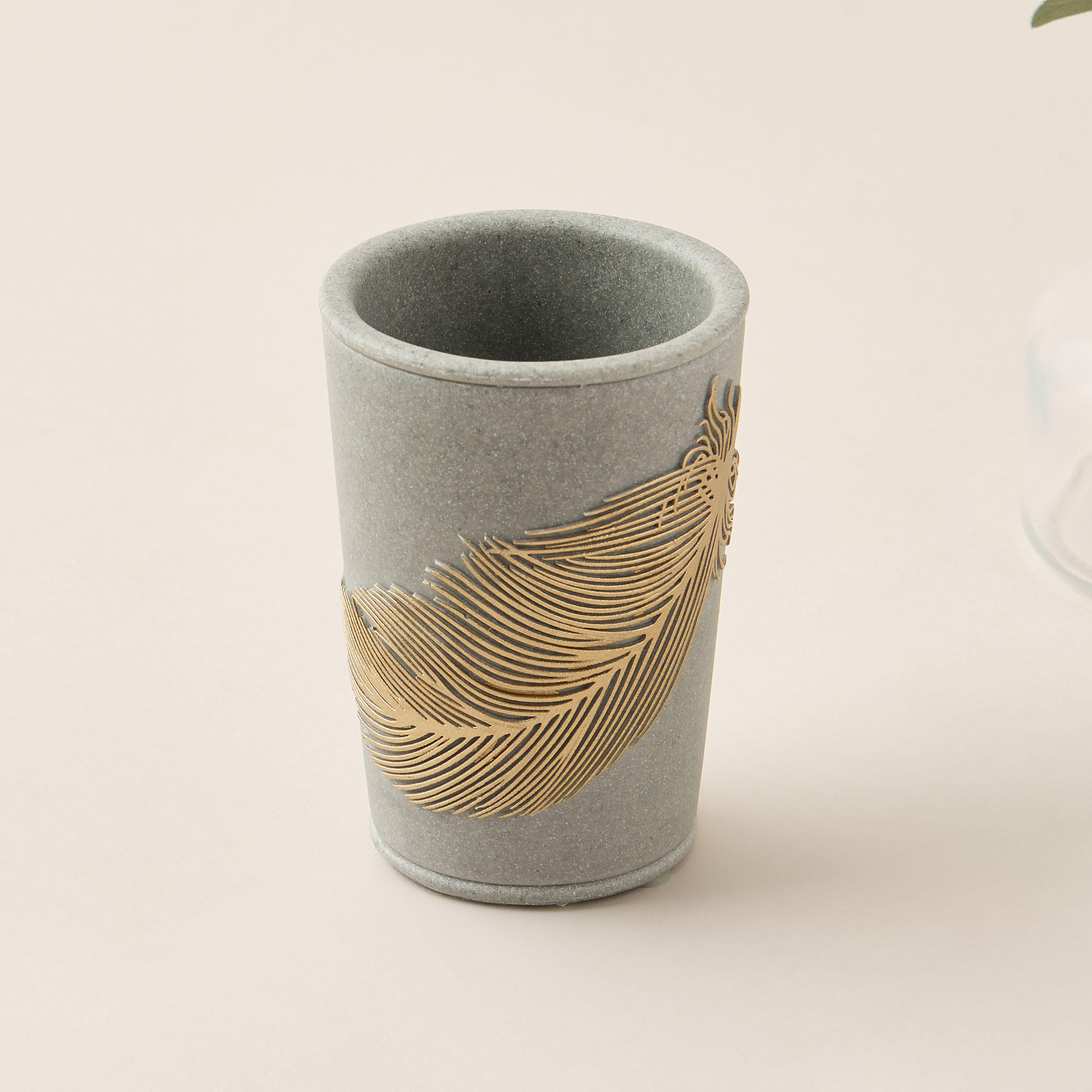 Feather Design Polyresin Tumbler-household-bathandlaundry-bathaccessories-toothbrushholdersandtumblers-image-2