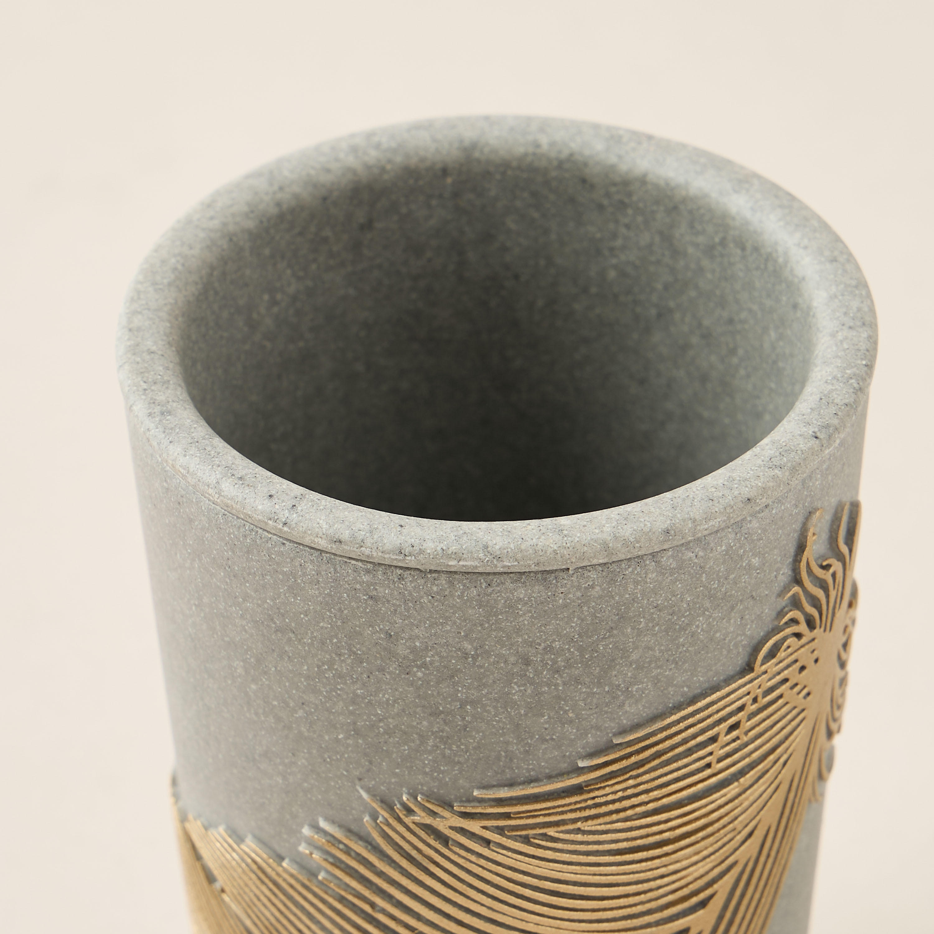 Feather Design Polyresin Tumbler-household-bathandlaundry-bathaccessories-toothbrushholdersandtumblers-image-3