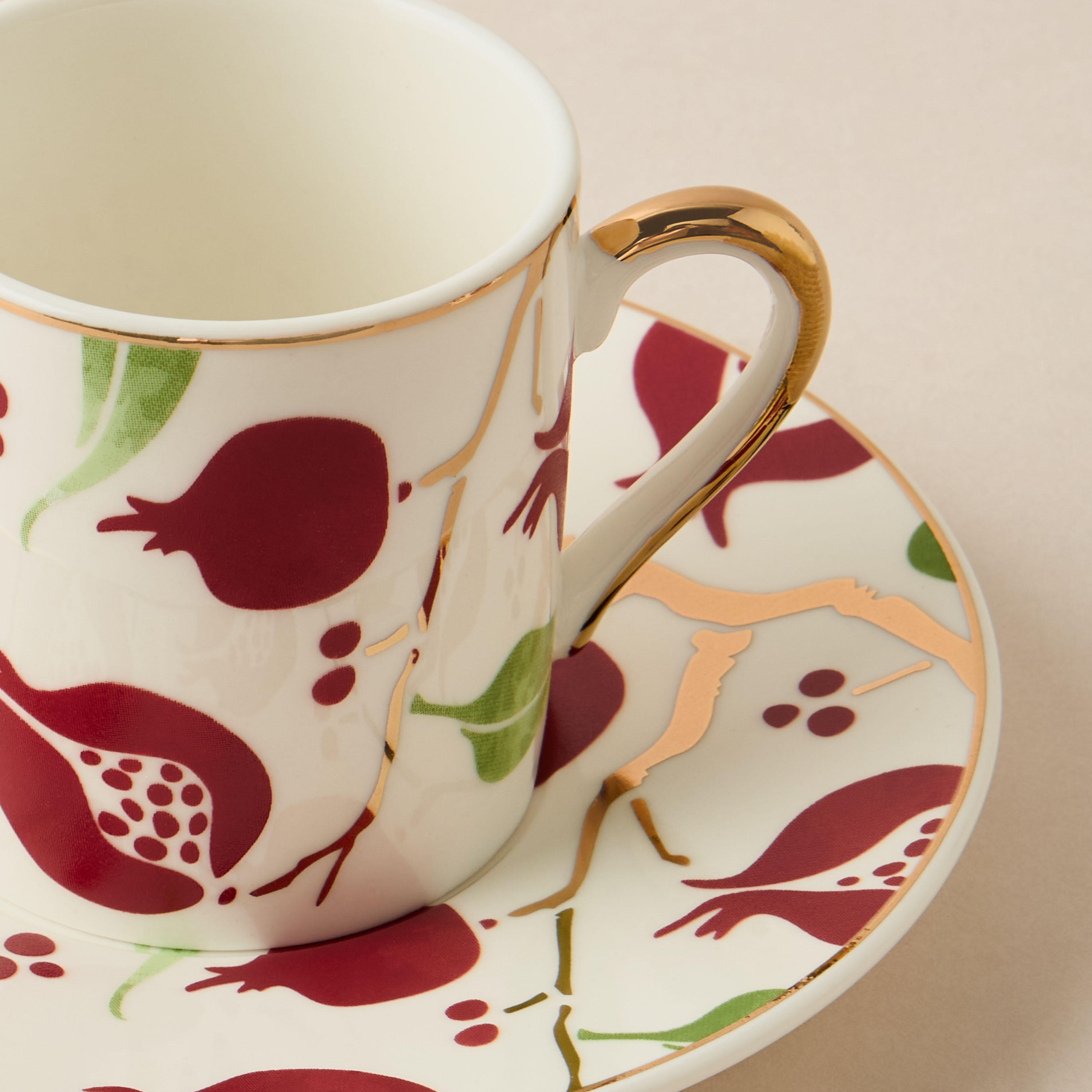 Pomegranate Print Bone China 8-Piece Cup and Saucer Set - 85 ml-household-dining-teaandcoffee-teaandcoffeesets-image-4