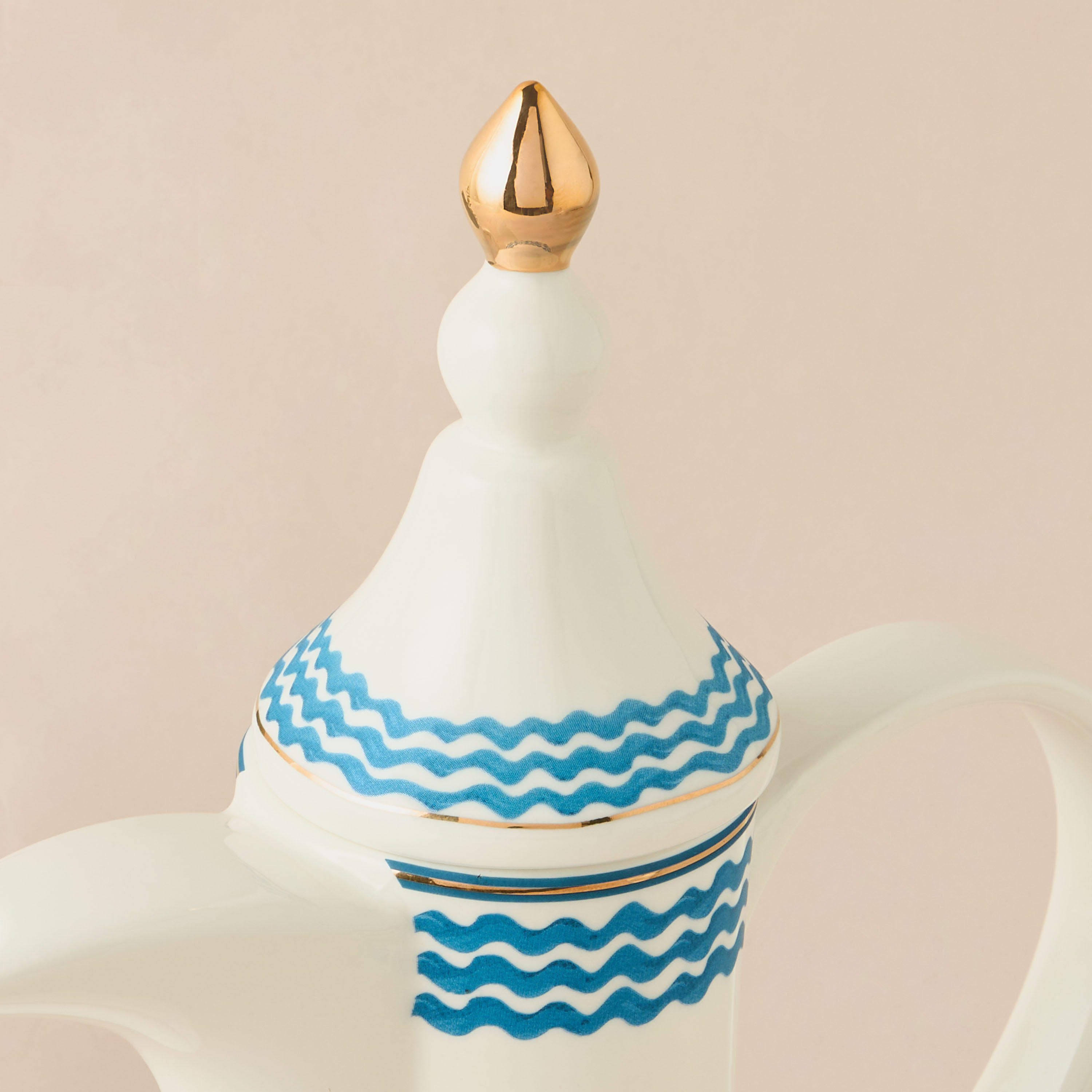 Leaf Print Bone China 4-Piece Kahwa Cup Set with Teapot-household-dining-teaandcoffee-teaandcoffeesets-image-4
