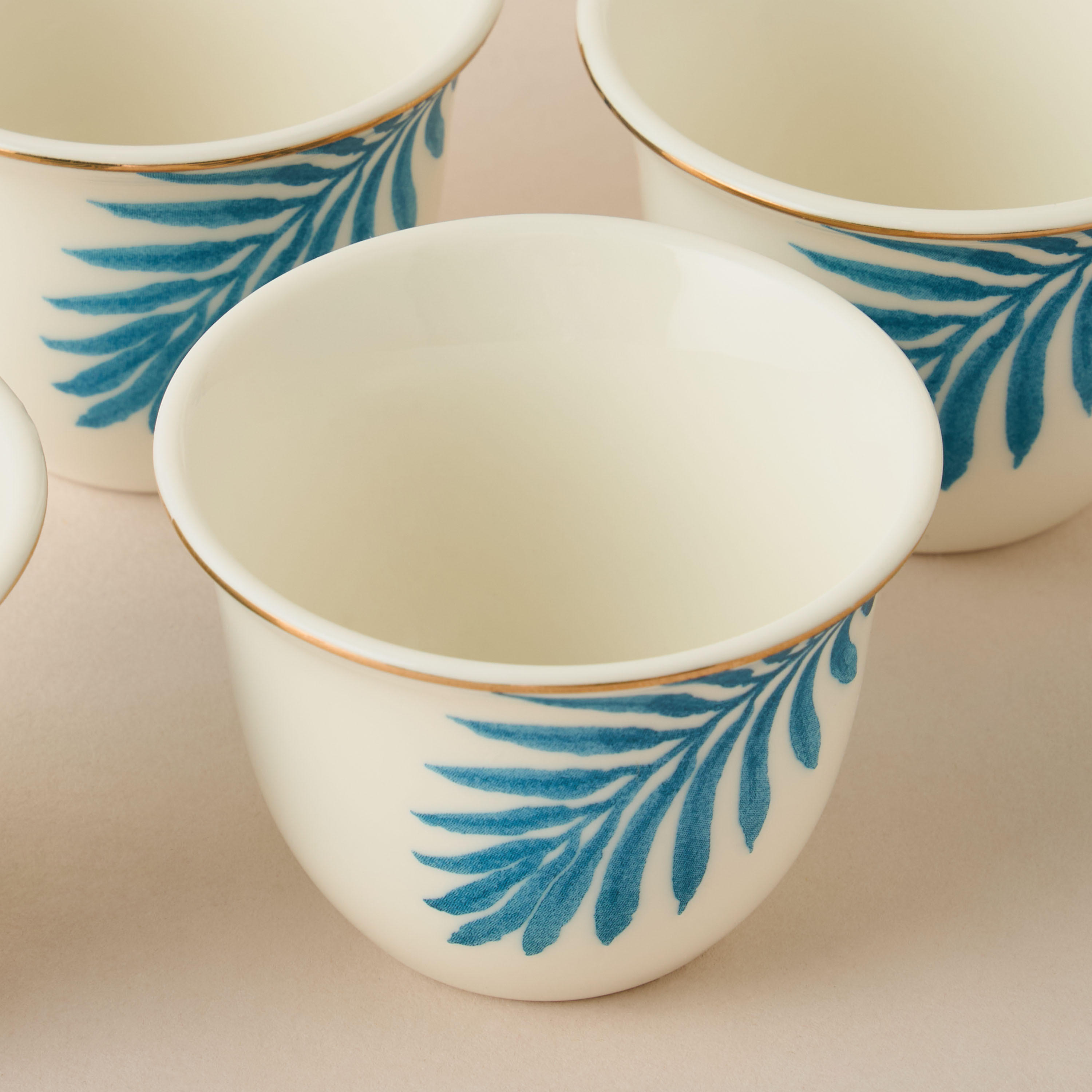 Leaf Print Bone China 4-Piece Kahwa Cup Set with Teapot-household-dining-teaandcoffee-teaandcoffeesets-image-6
