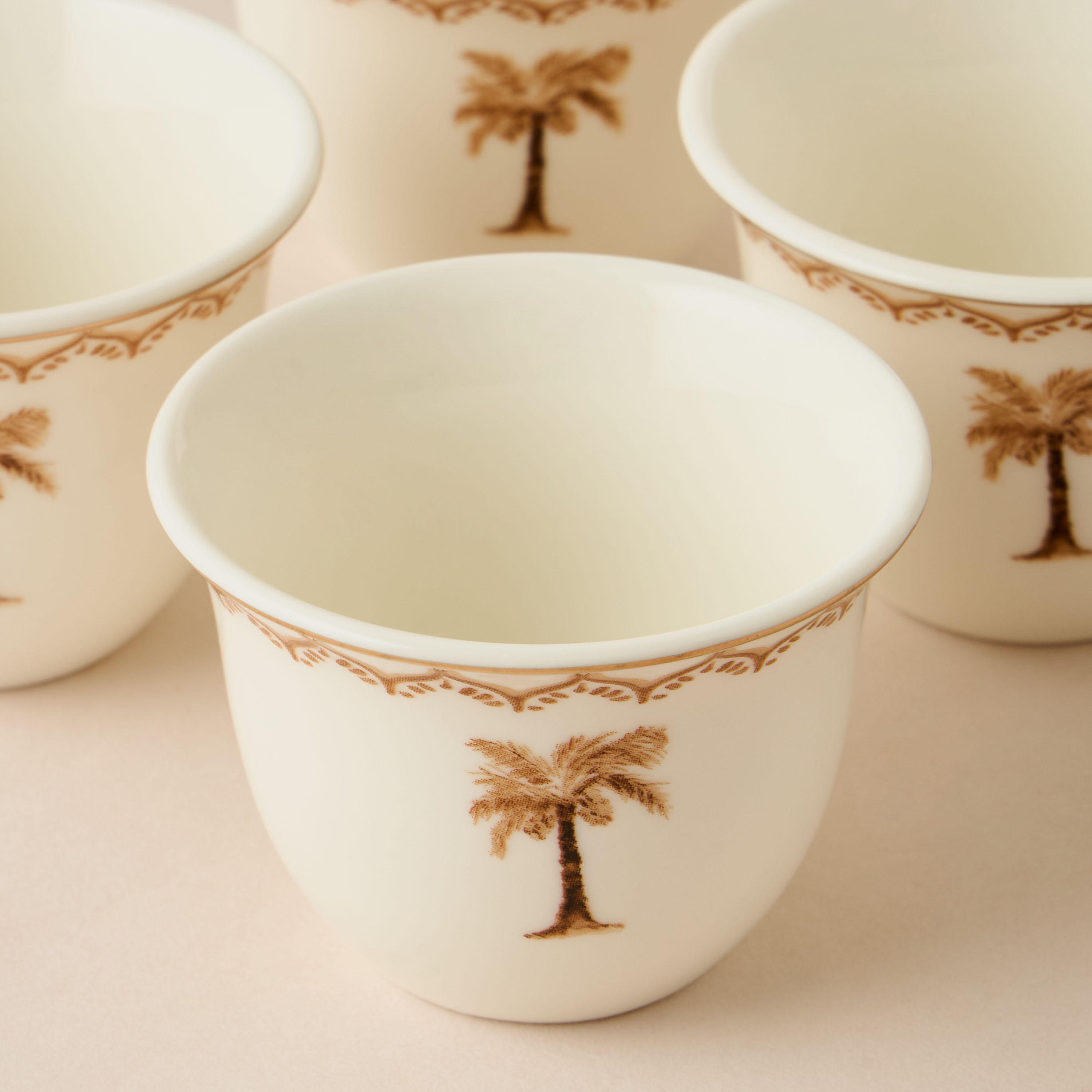 Palm Tree Print Bone China 4-Piece Kahwa Cup Set with Teapot-household-dining-teaandcoffee-teaandcoffeesets-image-6