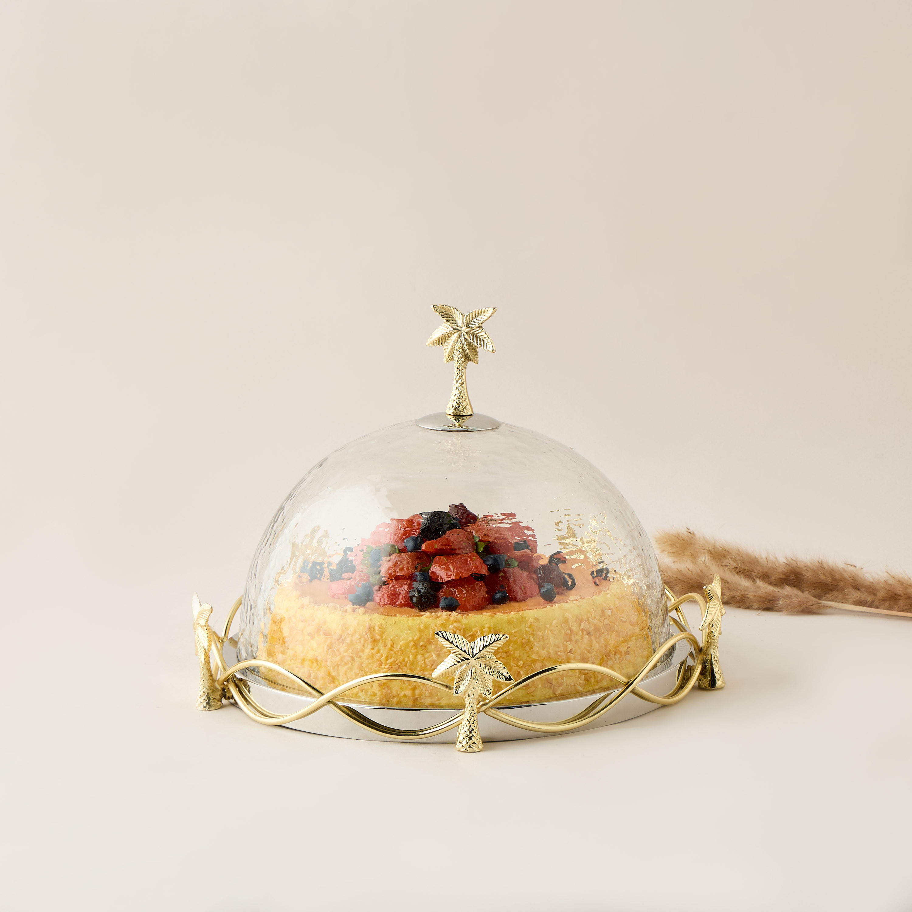 Nakhla Cake Serving Tray with Dome Lid - 31 cms-household-dining-serveware-servingplatters-image-1