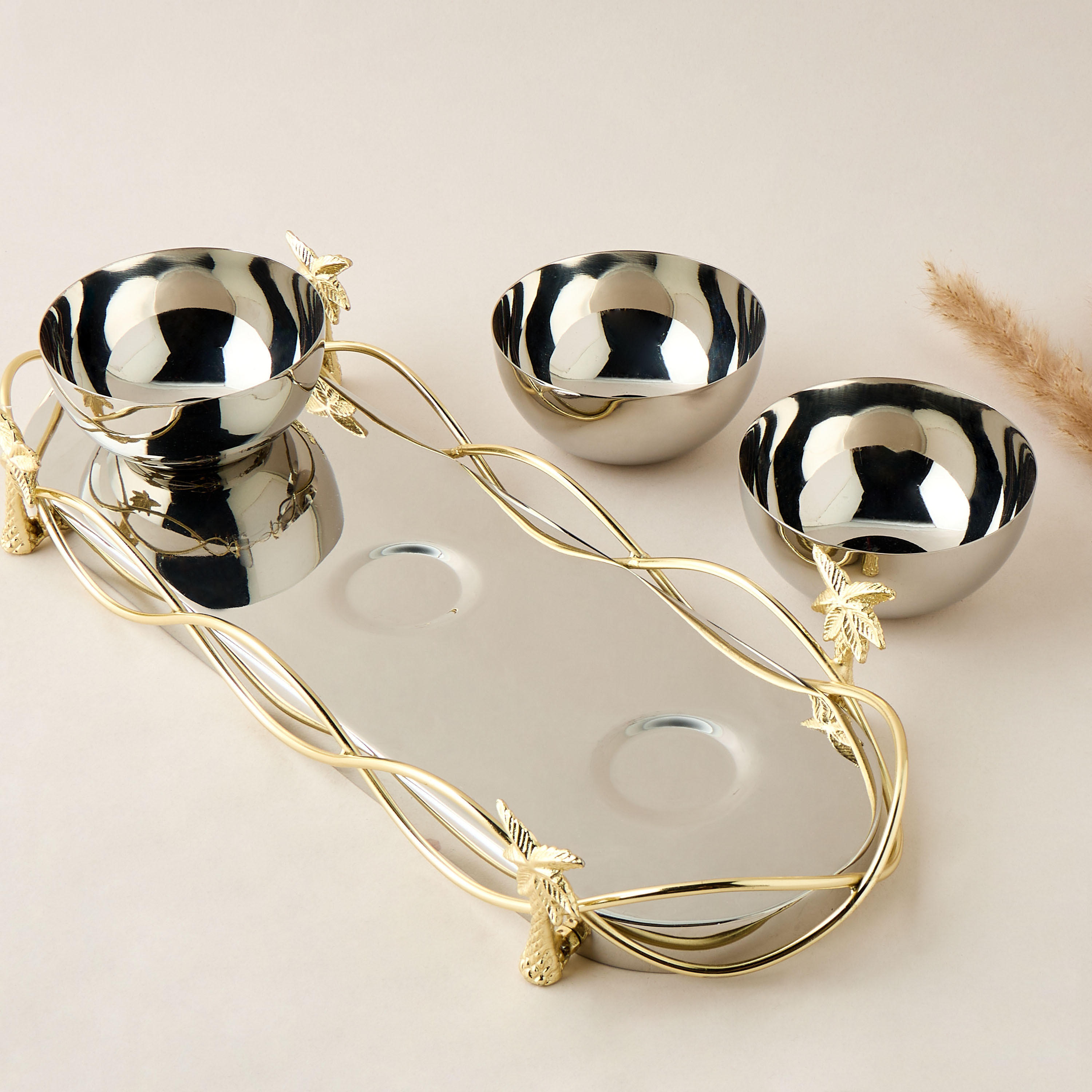 Nakhla 3-Piece Serving Bowl Set with Tray-household-dining-serveware-servingtrays-image-4