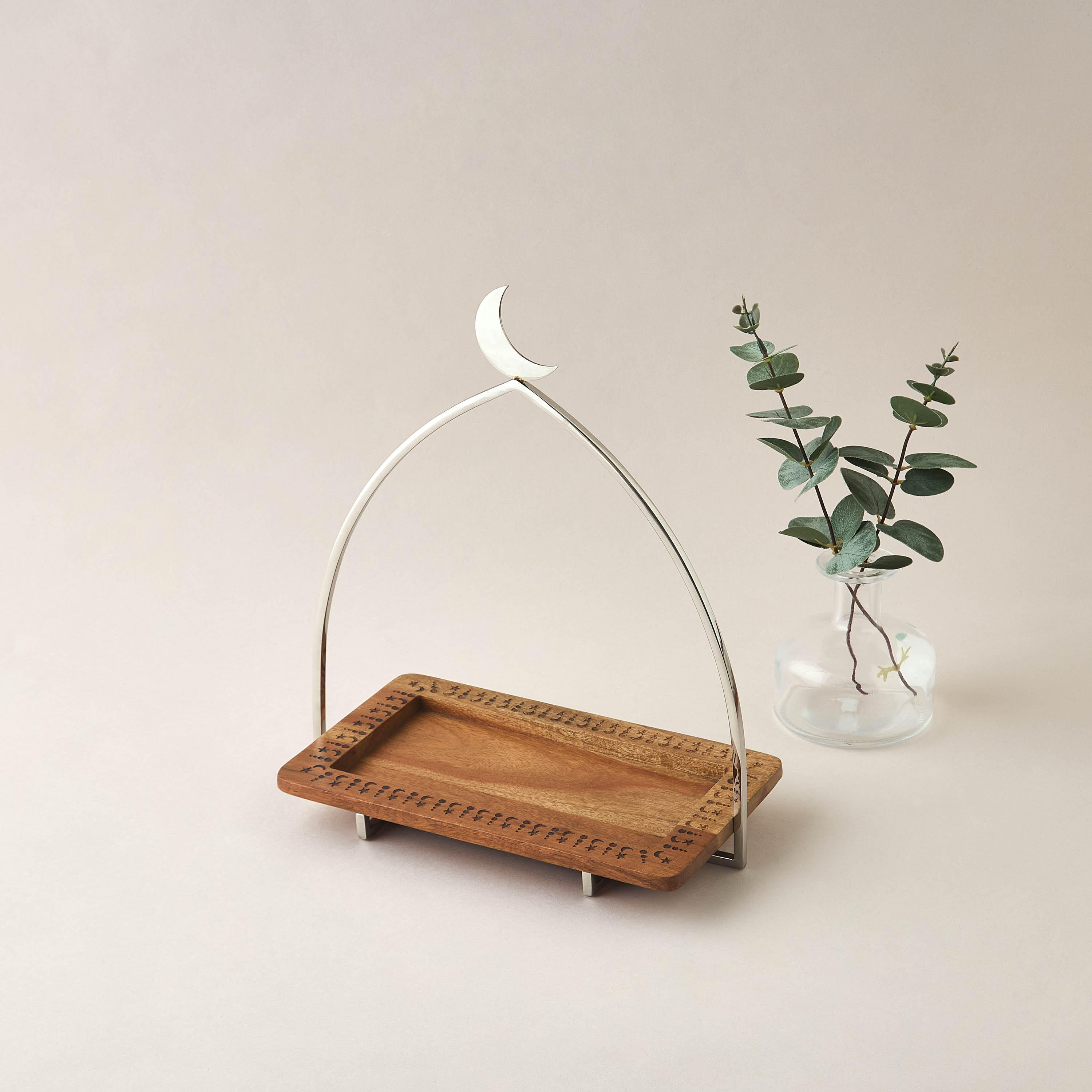 Noor Star and Moon Carved Rectangle Serving Platter - 27x15 cms-household-dining-serveware-servingplatters-image-1