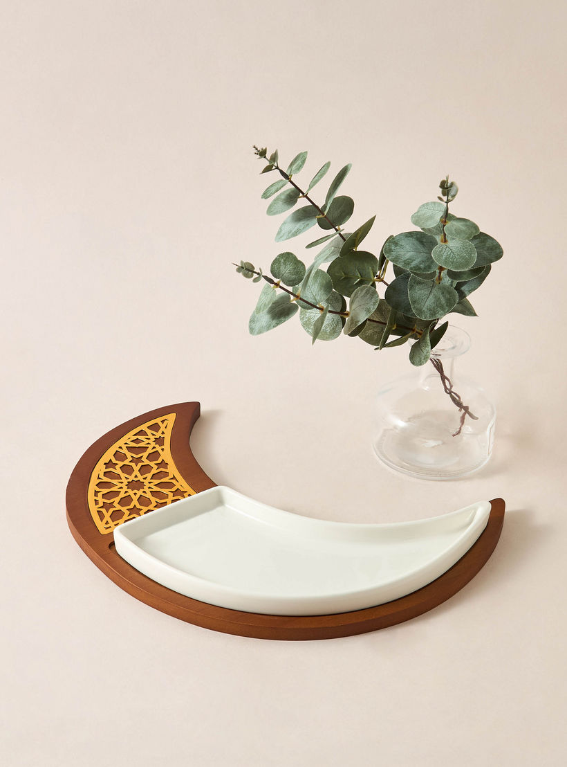 Sufrah Moon-Shaped Platter with Wooden Board-household-dining-serveware-servingplatters-image-2