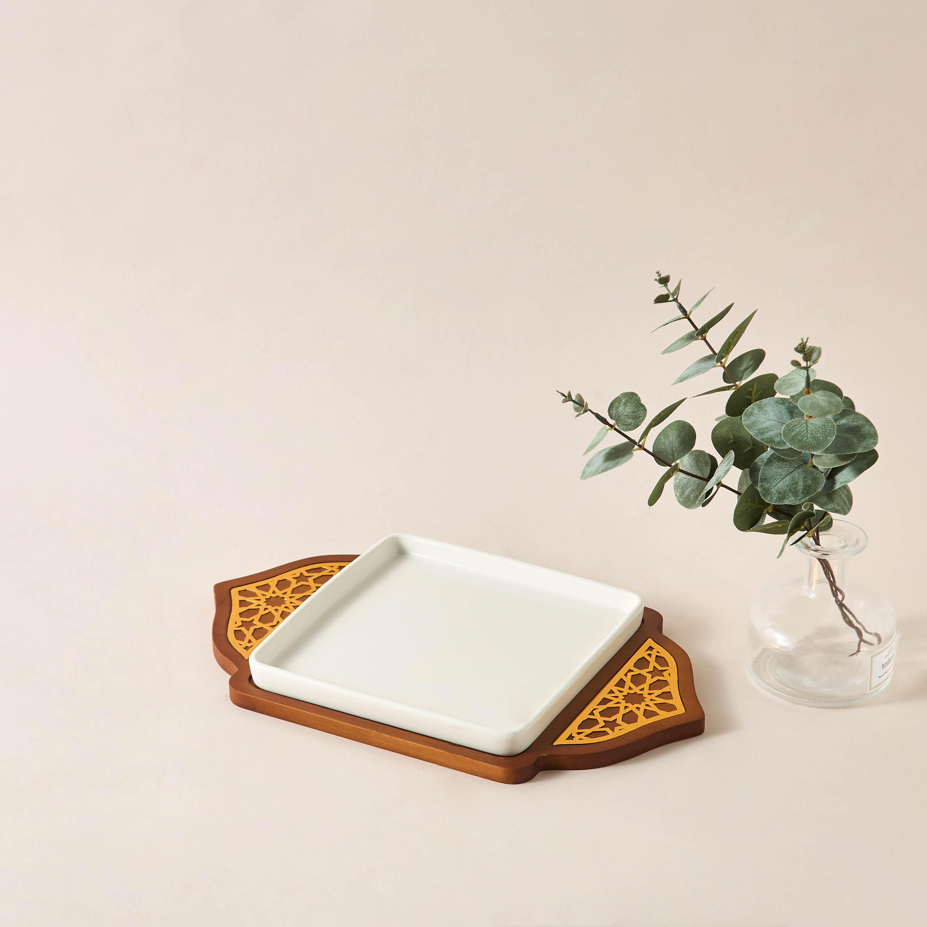 Sufrah Ceramic Serving Platter with Wooden Board-household-dining-serveware-servingplatters-image-3