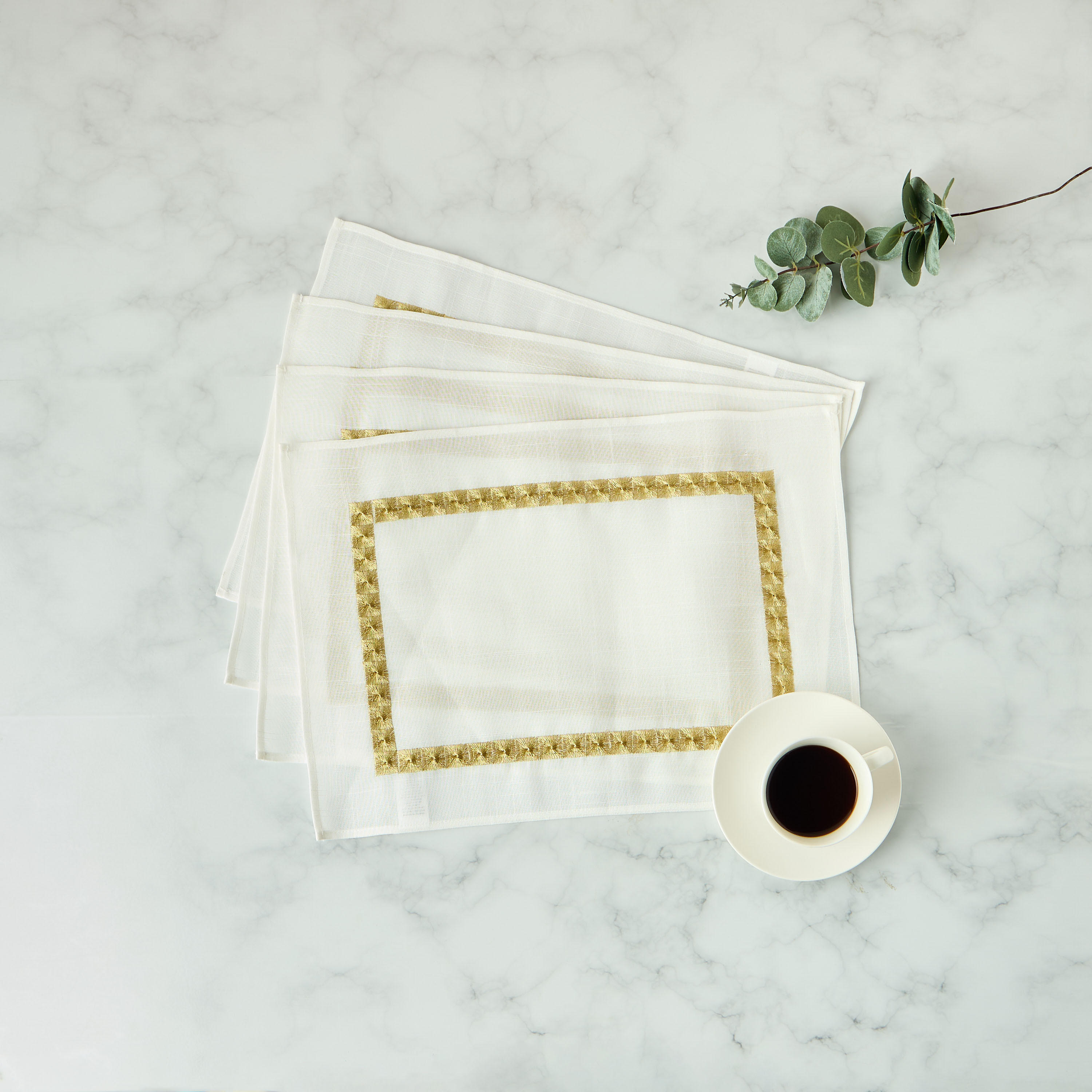 Nomad Luxe 4-Piece Embroidered Placemat Set - 30x45 cms-household-dining-tablelinen-placemats-image-1