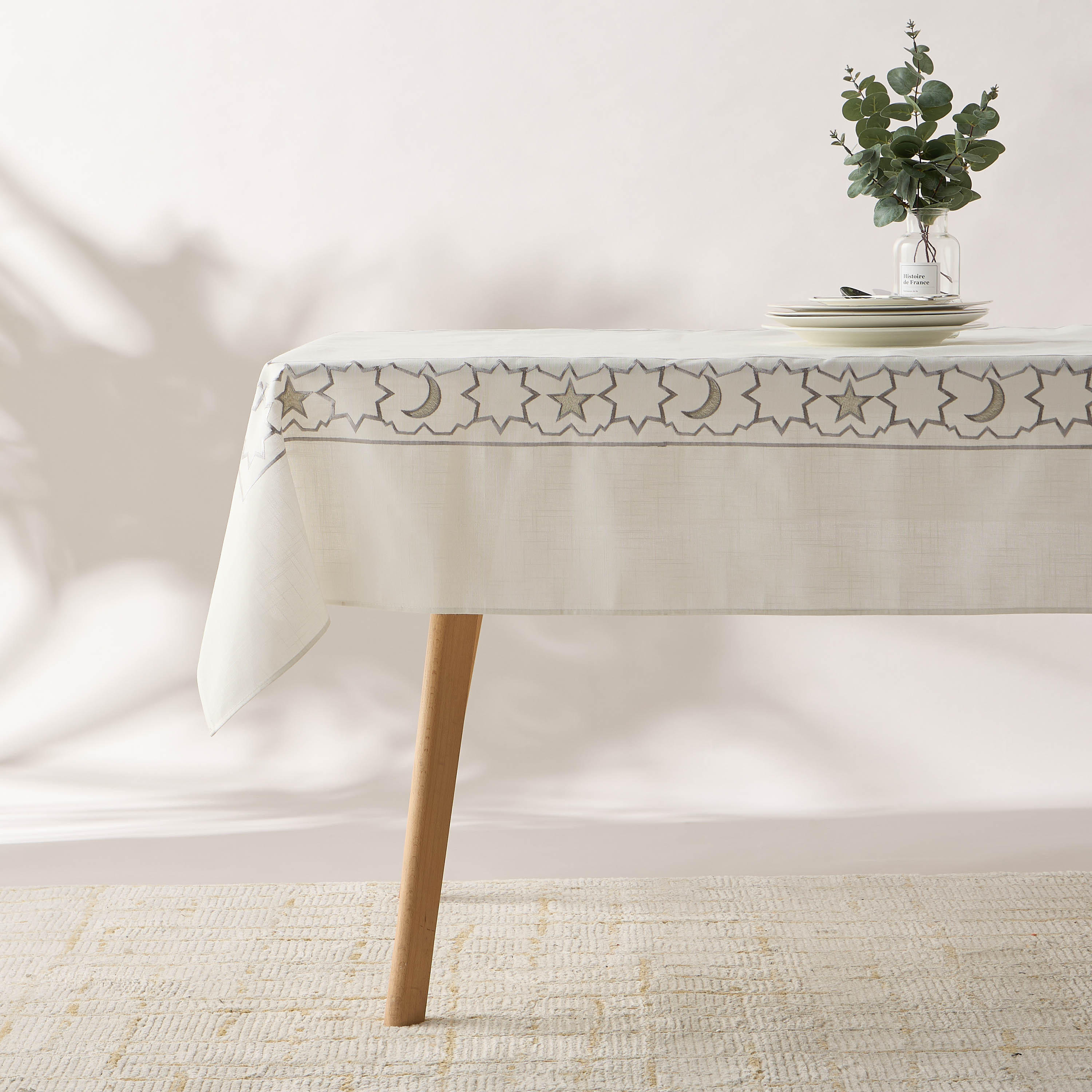 Noor Embroidered Table Cloth - 250x150 cms-household-dining-tablelinen-runnersandtablecovers-image-1