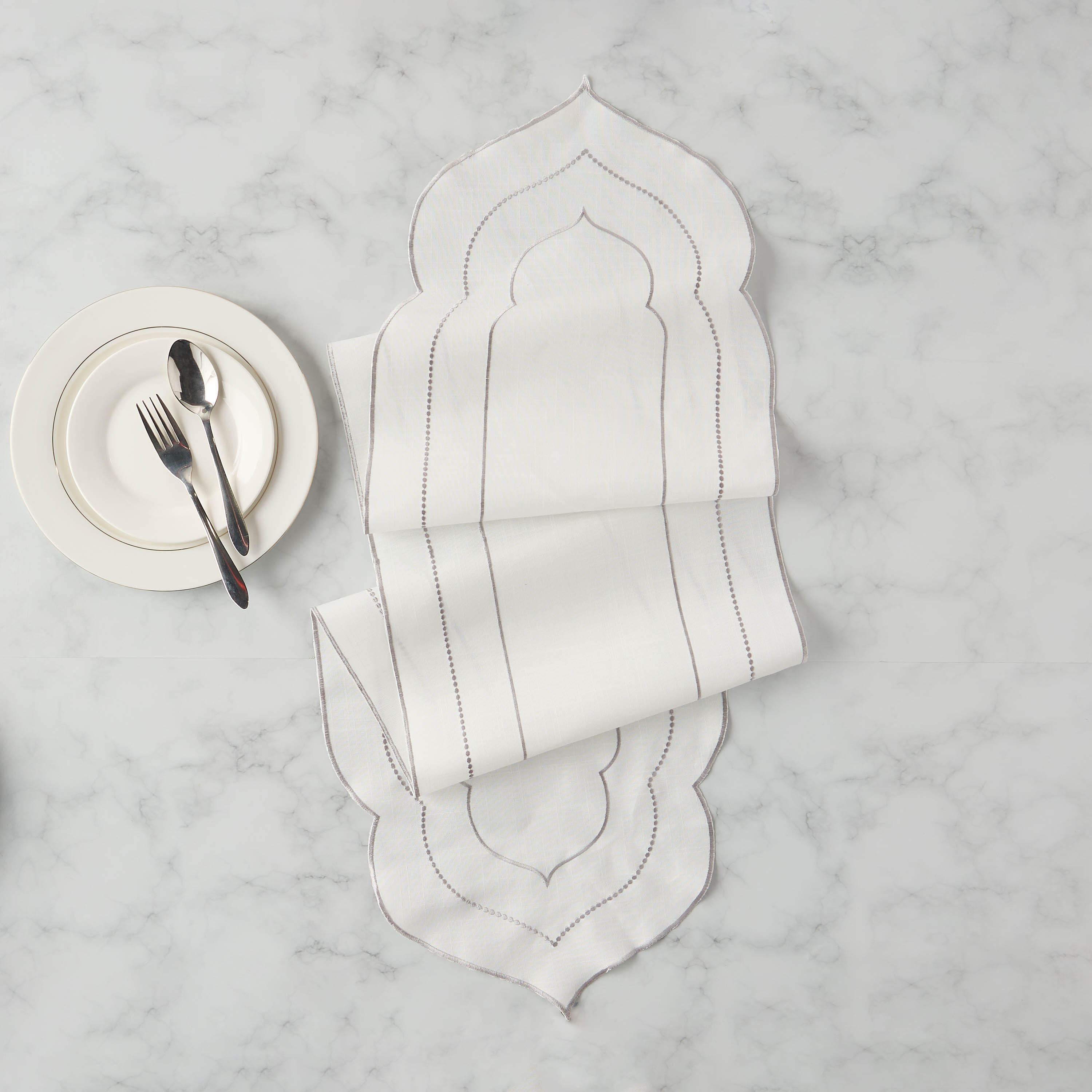 Noor Door Embroidered Table Runner - 180x33 cms-household-dining-tablelinen-runnersandtablecovers-image-1