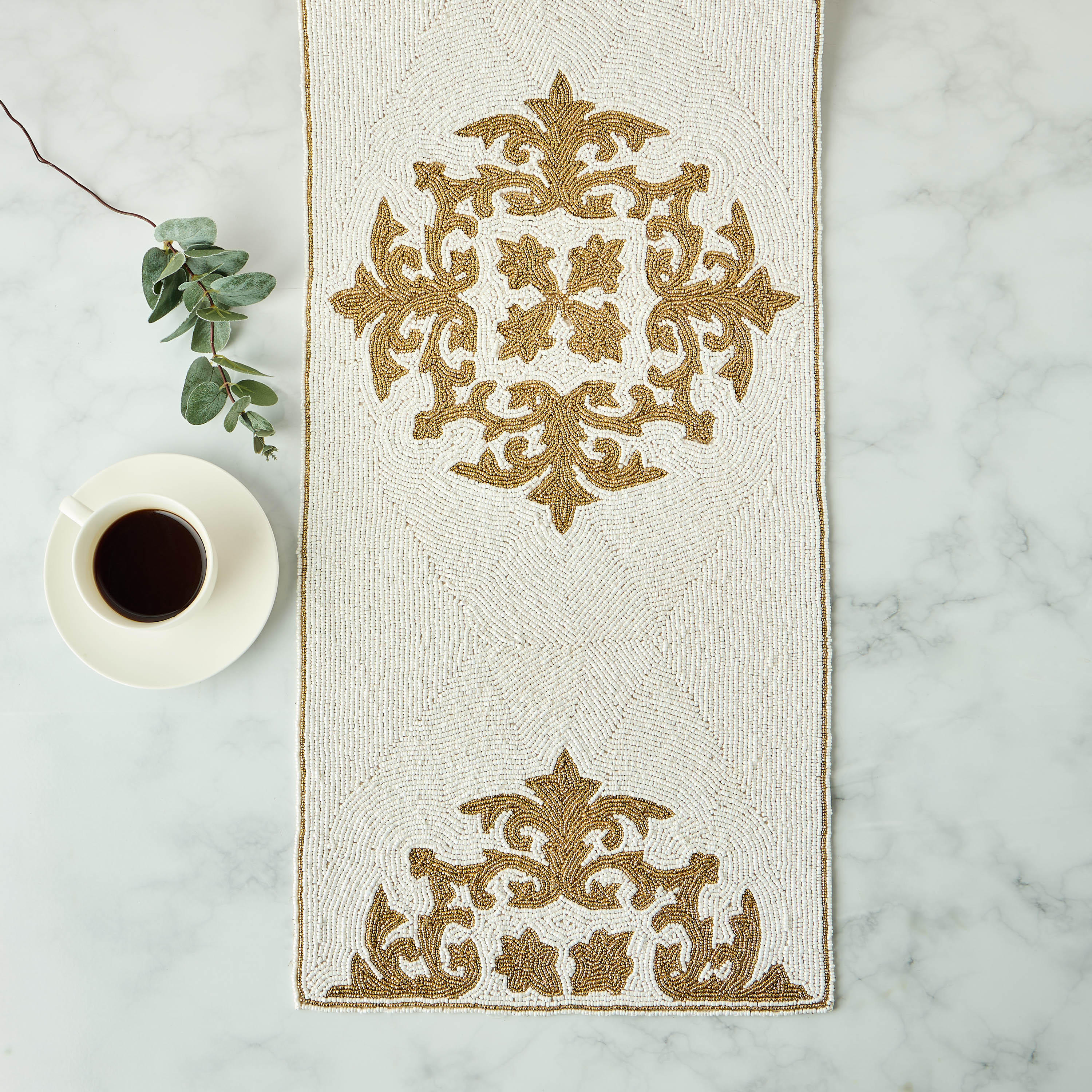 Gia Como Beaded Table Runner - 90x33 cms-household-dining-tablelinen-runnersandtablecovers-image-2