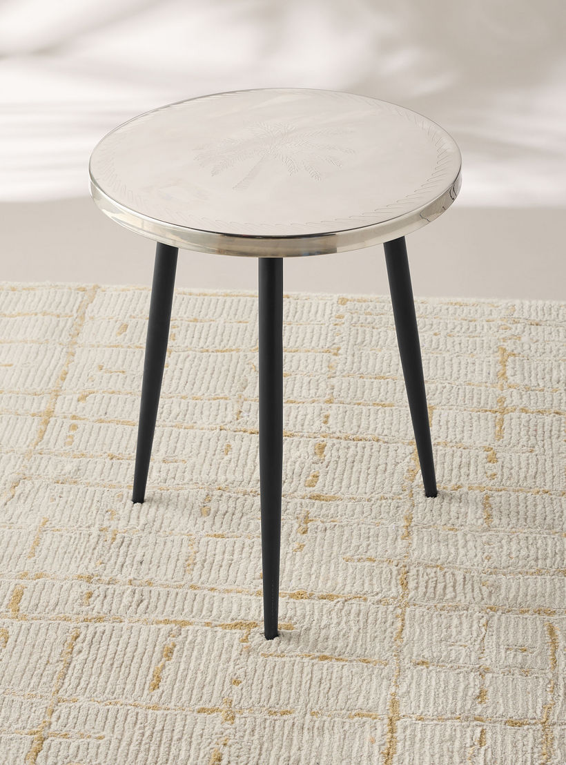Palm Tree Textured Metal Top Side Table - 40x52 cms-furniture-livingroom-sideandendtables-image-1