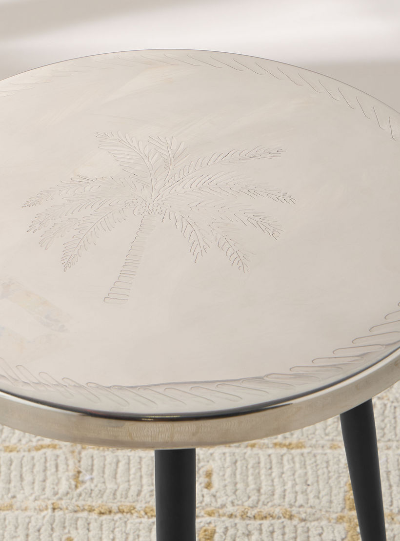 Palm Tree Textured Metal Top Side Table - 40x52 cms-furniture-livingroom-sideandendtables-image-3