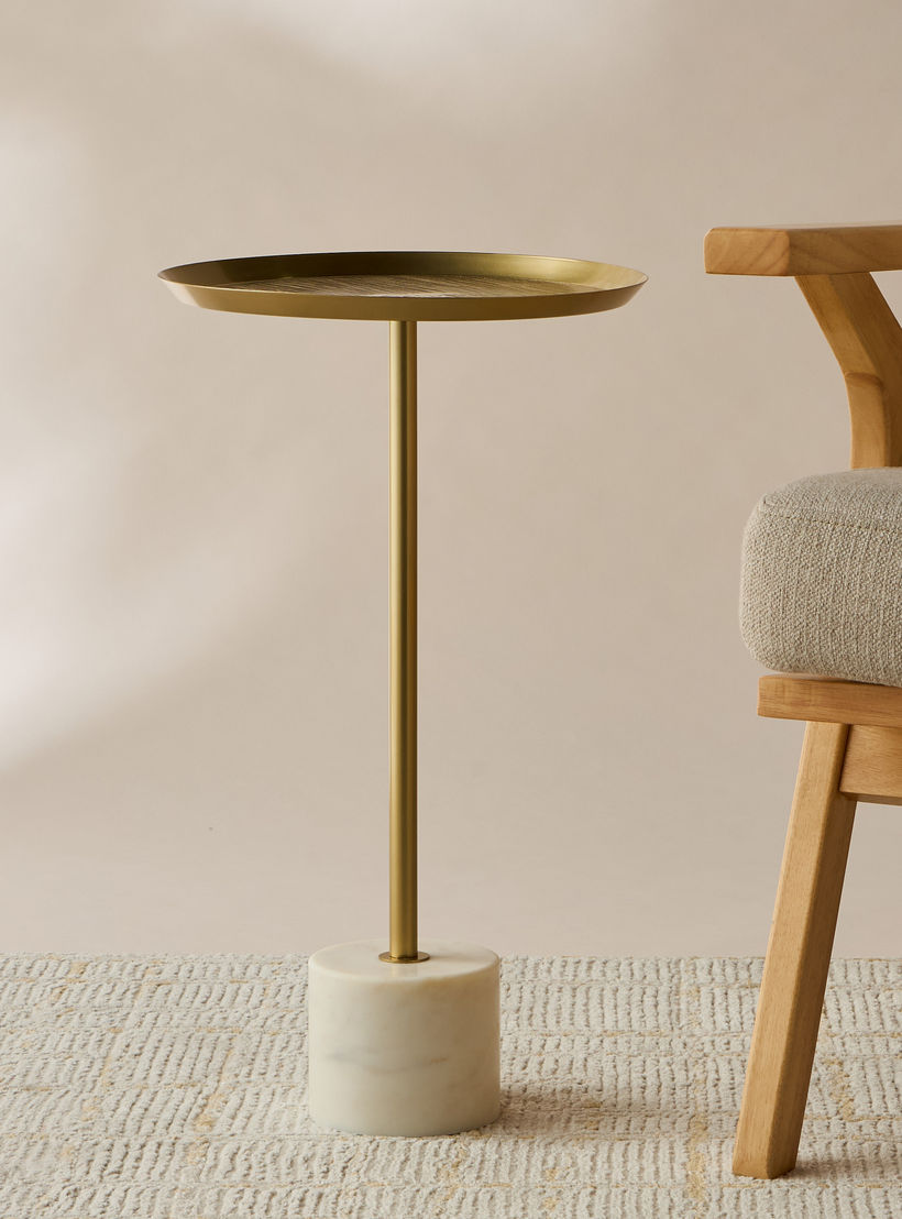 Metal Top Side Table with Pedestal Base - 56 cms-furniture-livingroom-sideandendtables-image-2