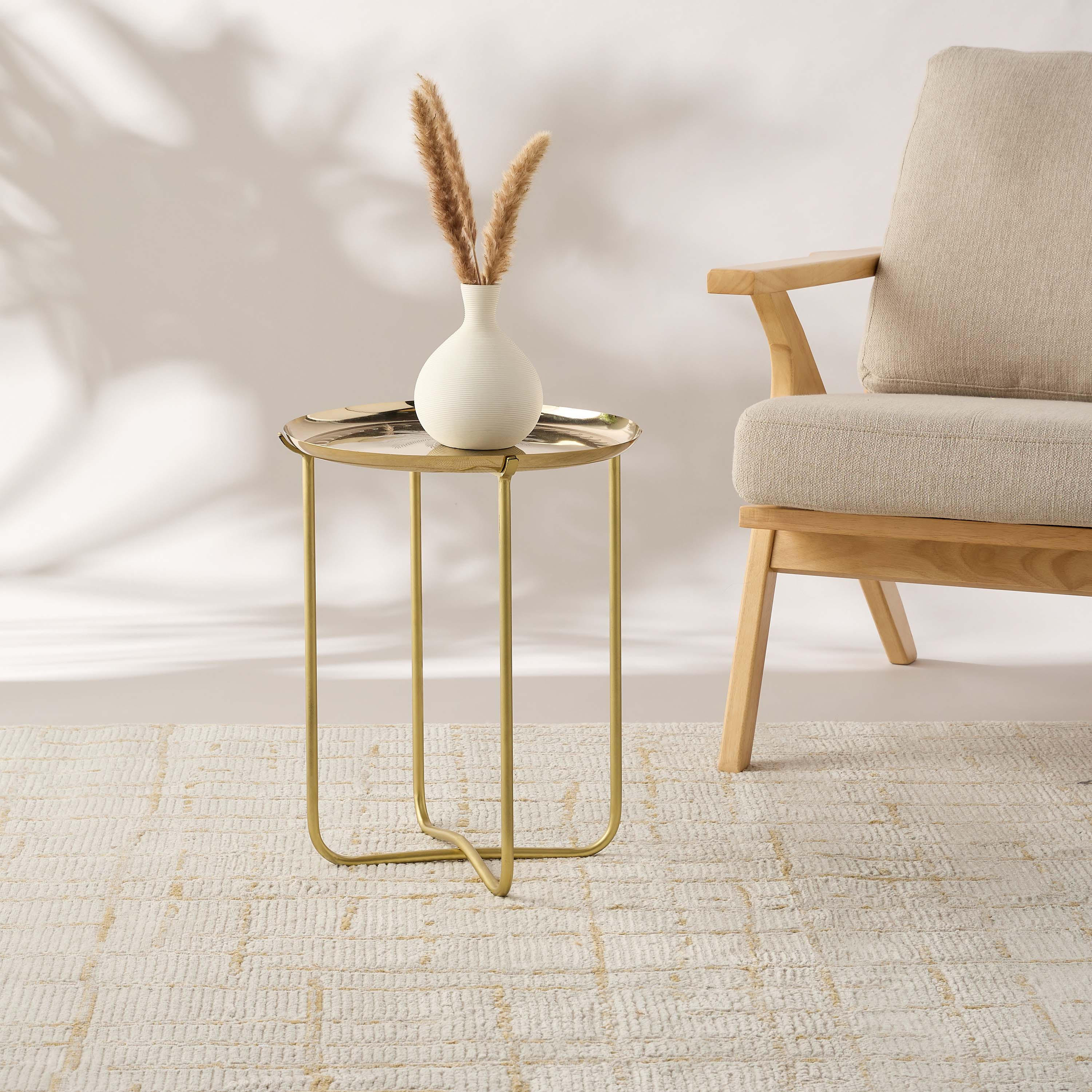 طاولة جانبية بسطح معدن ونمط شجرة نخيل بارز الملمس - 38×48 سم-furniture-livingroom-sideandendtables-image-2