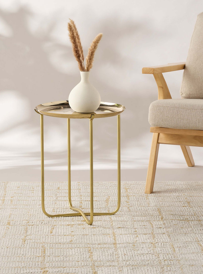 طاولة جانبية بسطح معدن ونمط شجرة نخيل بارز الملمس - 38×48 سم-furniture-livingroom-sideandendtables-image-2