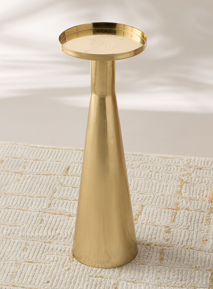 طاولة جانبية مرتفعة بسطح معدني بشجرة نخيل بارزة الملمس – 21×57 سم-furniture-livingroom-sideandendtables-image-1
