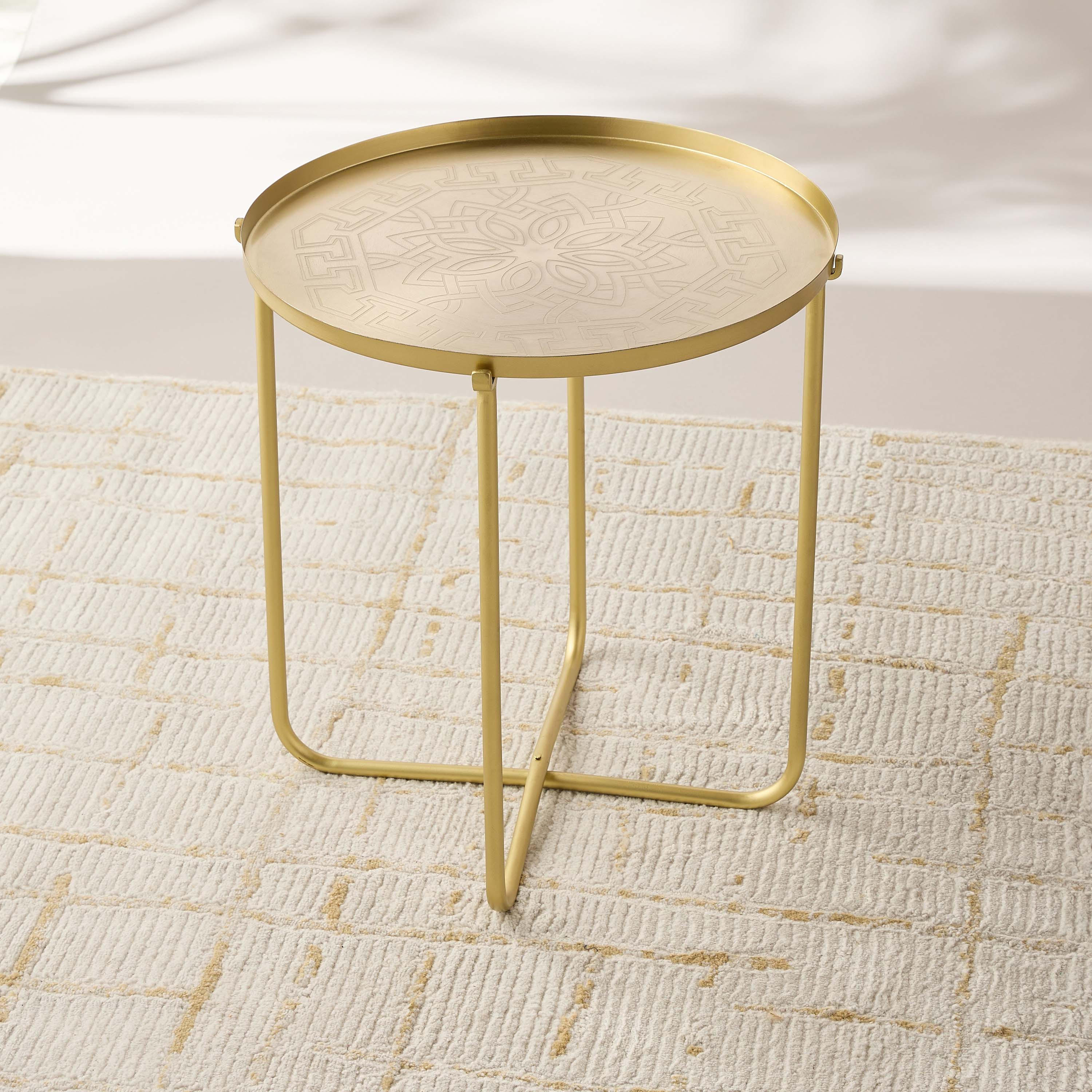 طاولة جانبية معدن بنقوش مغربية - 42x45 سم-furniture-livingroom-sideandendtables-image-1