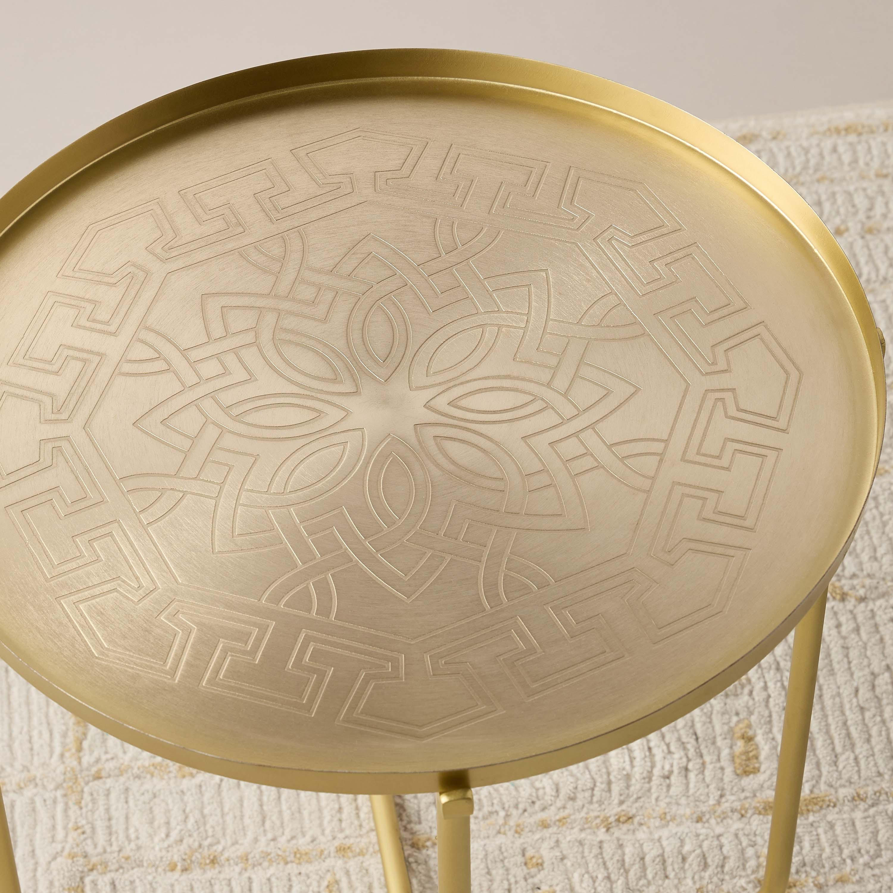 طاولة جانبية معدن بنقوش مغربية - 42x45 سم-furniture-livingroom-sideandendtables-image-3