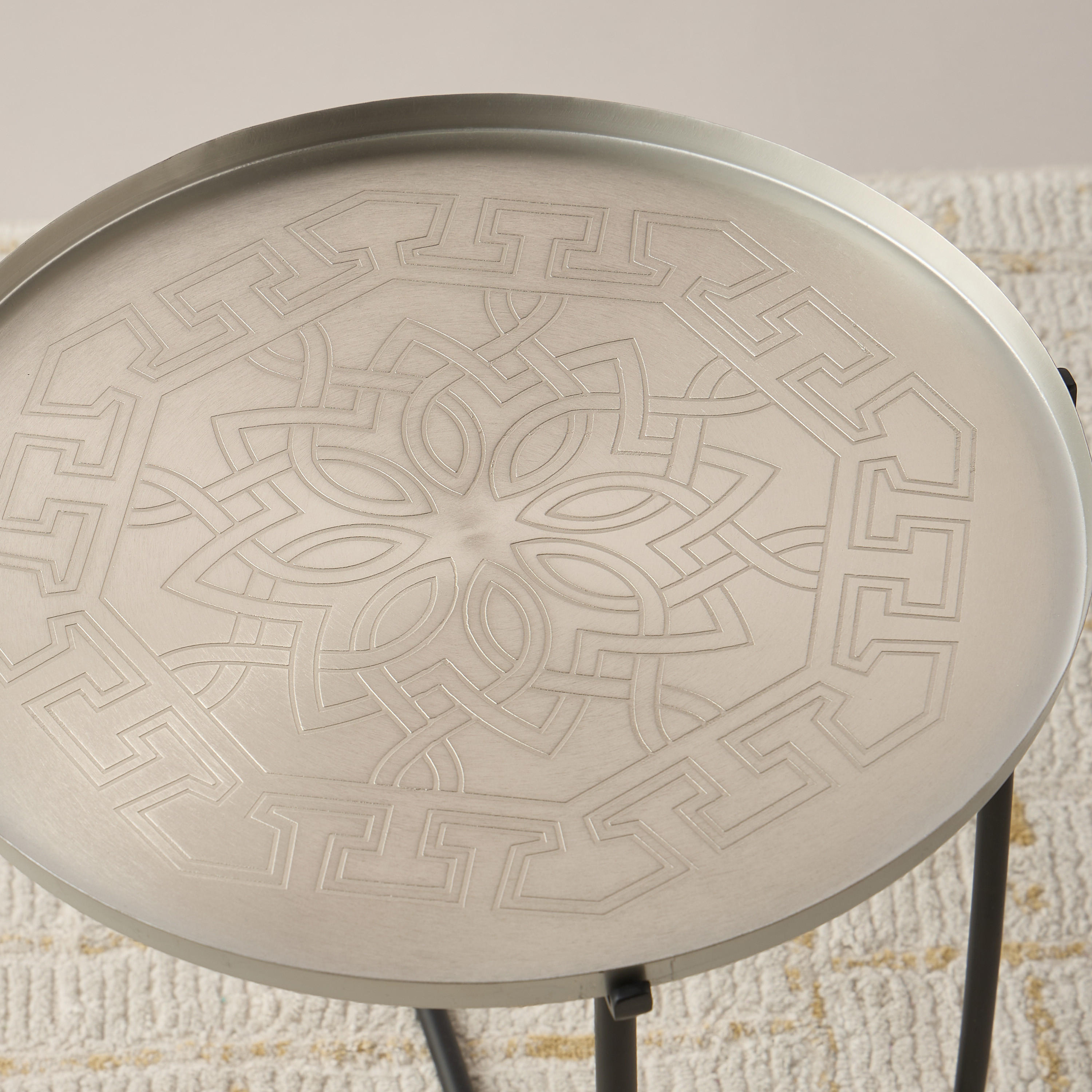 Moroccan Etched Metal Top Side Table - 42x45 cms-furniture-livingroom-sideandendtables-image-3