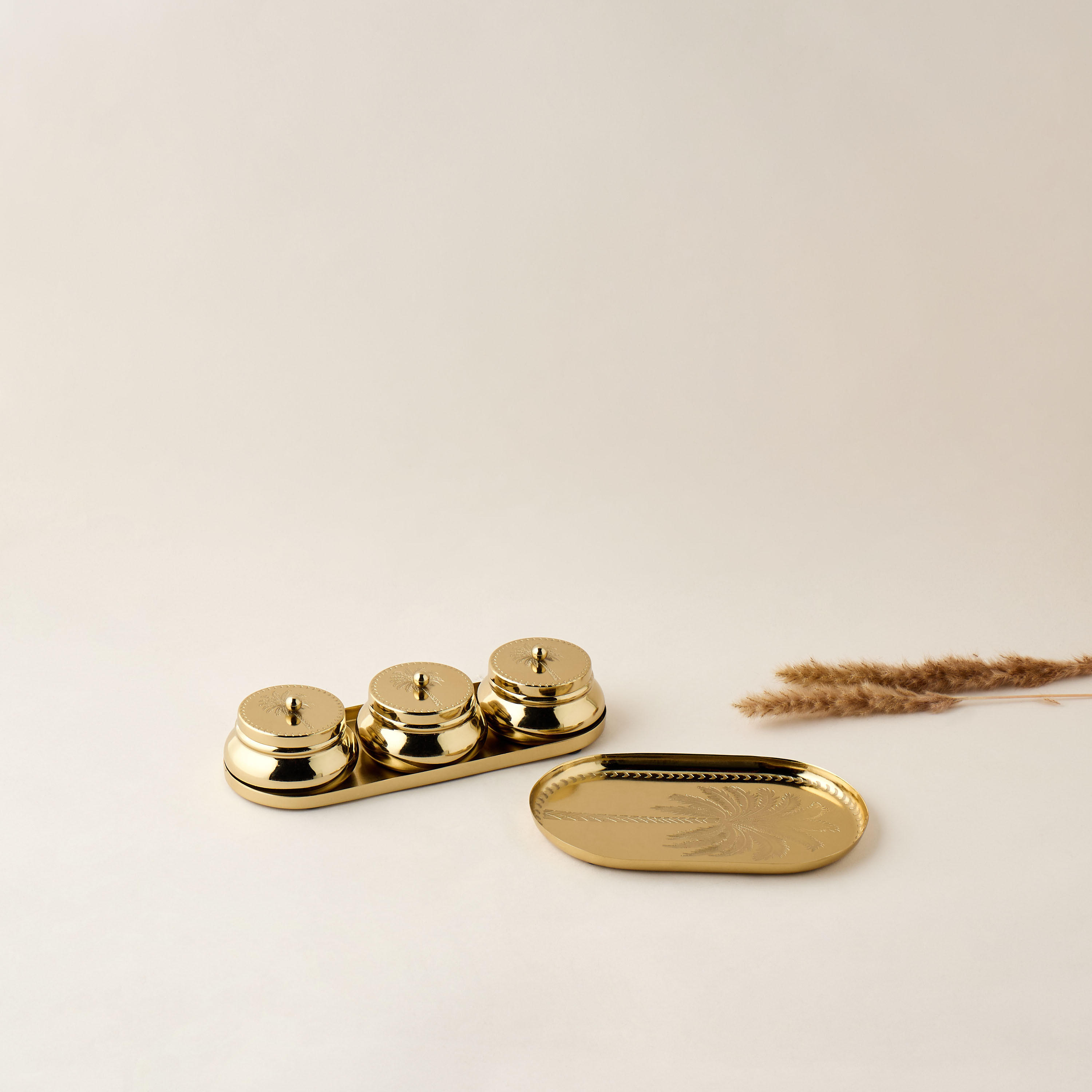 Palm Tree Embossed 3-Piece Bowl Set with Tray-household-dining-serveware-servingtrays-image-5