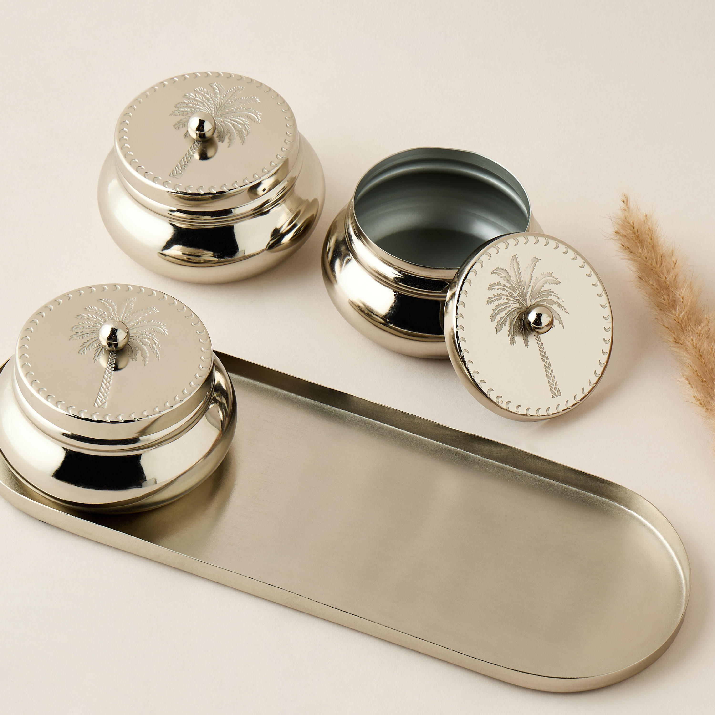 Palm Tree Embossed 3-Piece Bowl Set with Tray-household-dining-serveware-servingtrays-image-4