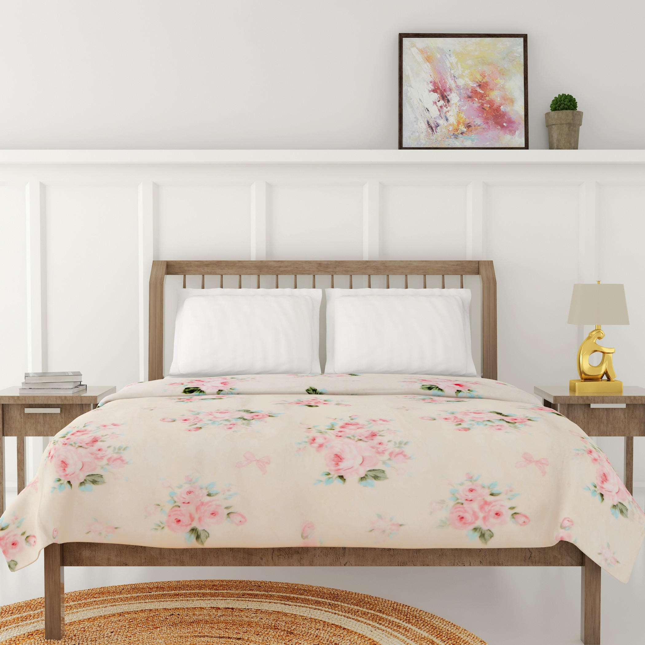 Floral Print Silky Flannel Blanket - 220x240 cms-household-cushionsandthrows-throwsandblankets-blankets-image-1