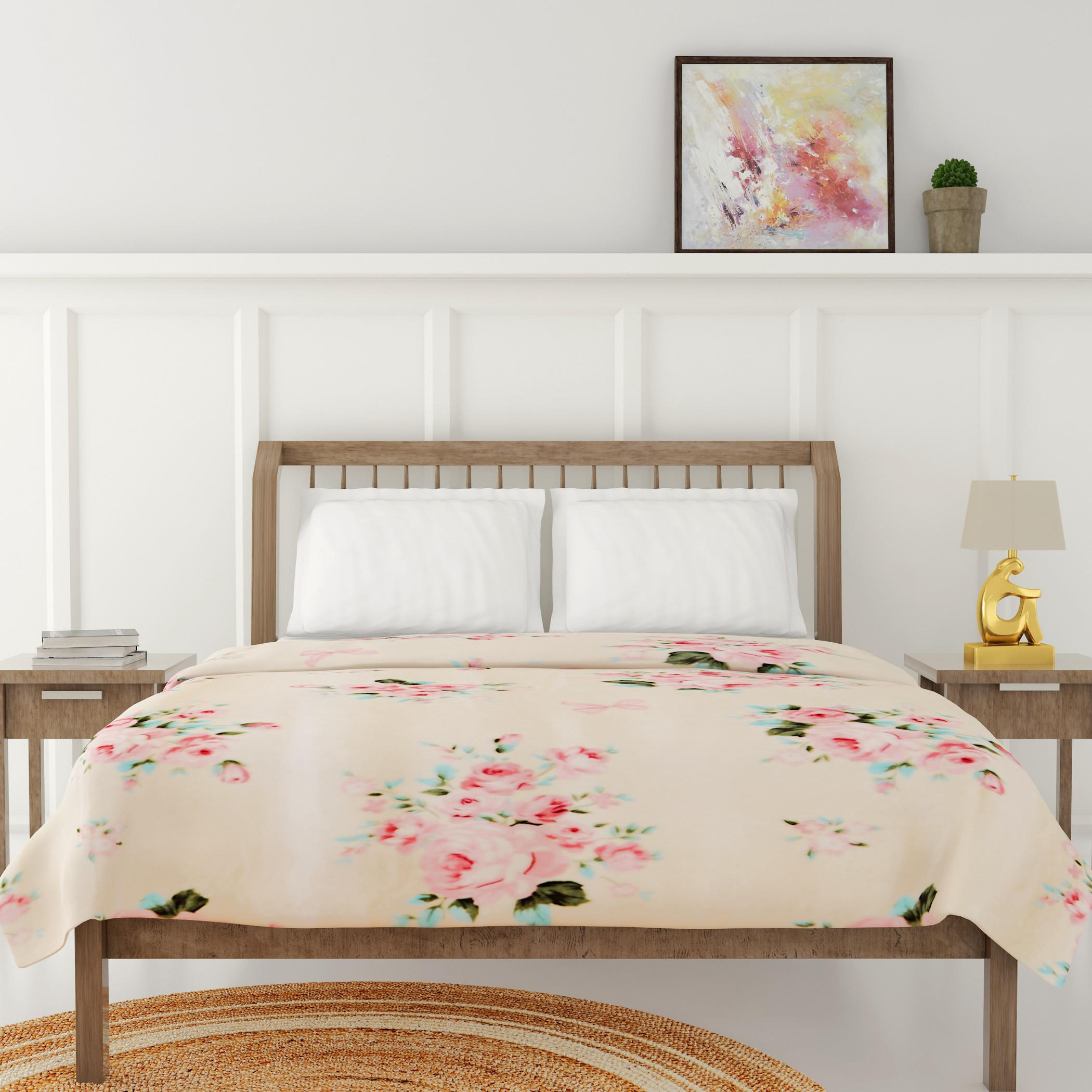 Floral Print Silky Flannel Blanket - 150x200 cms-household-cushionsandthrows-throwsandblankets-blankets-image-1