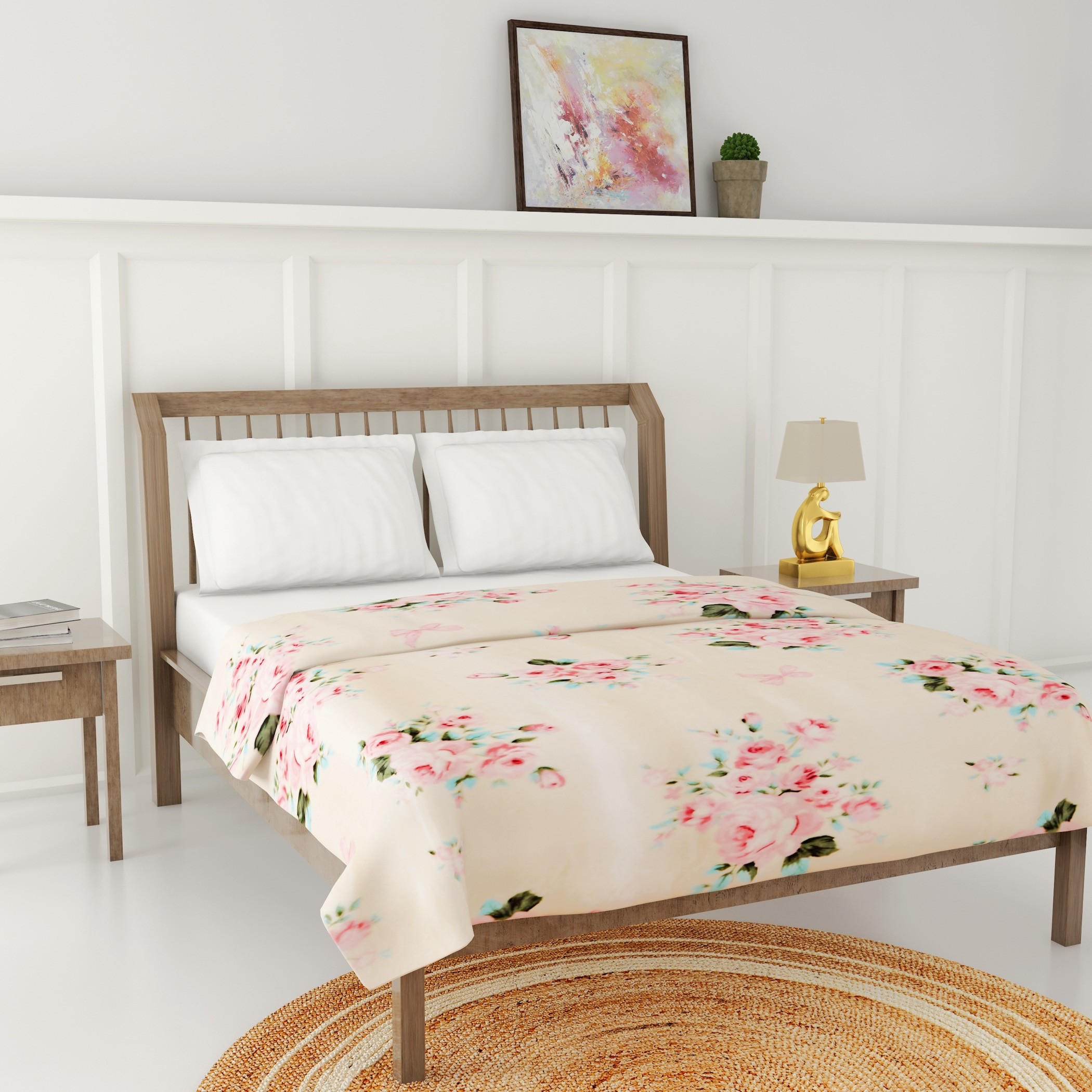 Floral Print Silky Flannel Blanket - 150x200 cms-household-cushionsandthrows-throwsandblankets-blankets-image-2